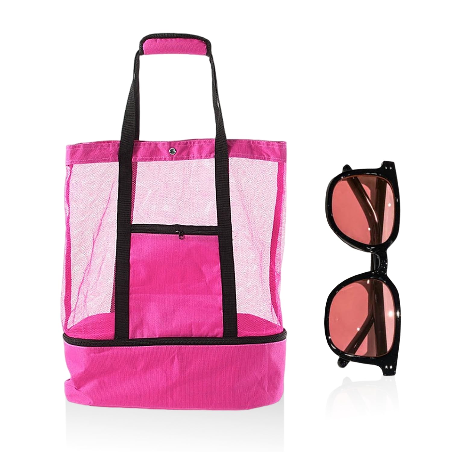 1 sac de plage en filet, 1 paire de lunettes de soleil, sac de plage de grande capacité, sac de voyage, sac en filet polyvalent