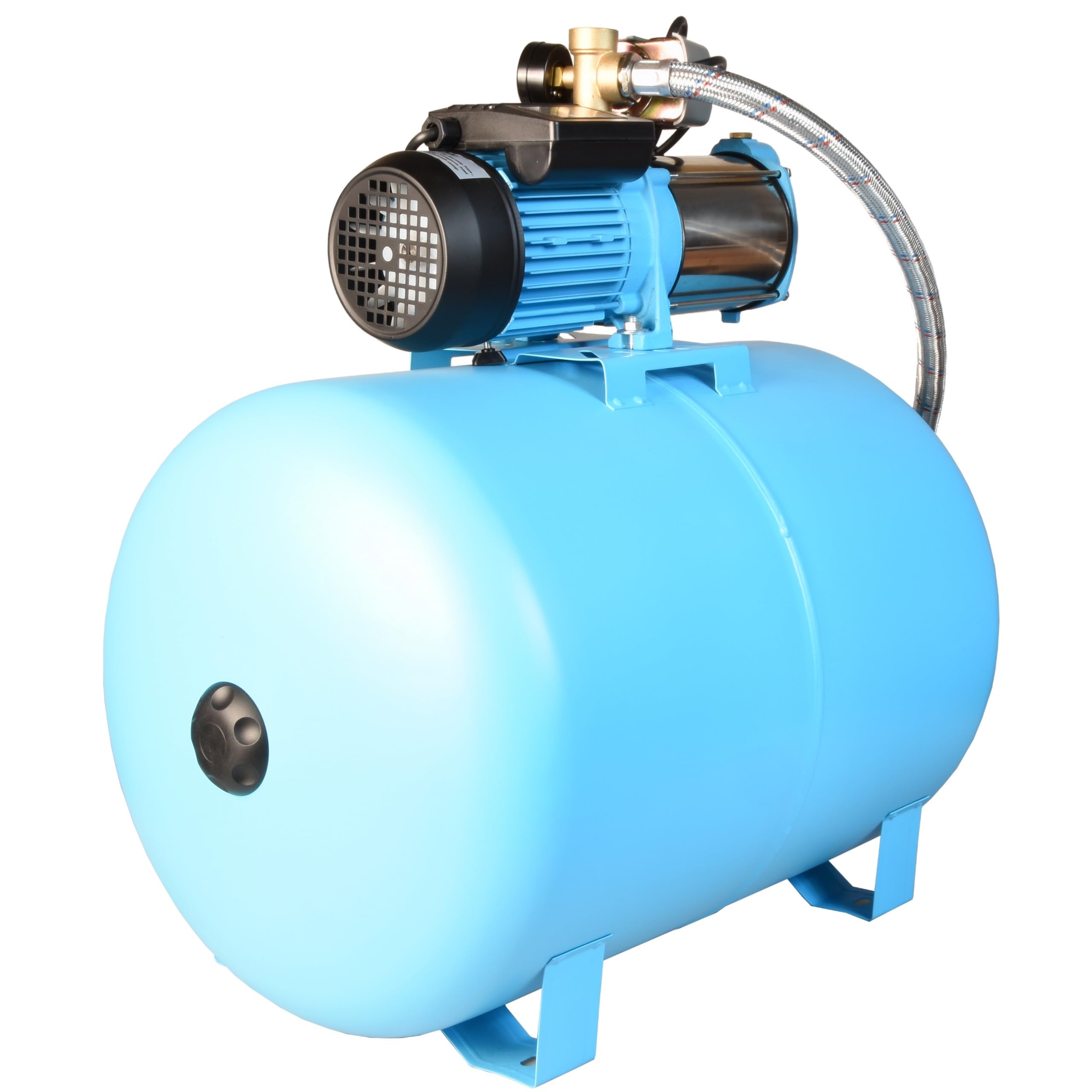 Hauswasserwerk MAX-H 1300 - Kreiselpumpe (6000 l/h,1300W, Förderhöhe 55m) - 100L Druckkessel - Hauswasserautomat mit Druckschalter Manometer - Wasserpumpe Edelstahl INOXfür Gartenbewässerung 100 Liter