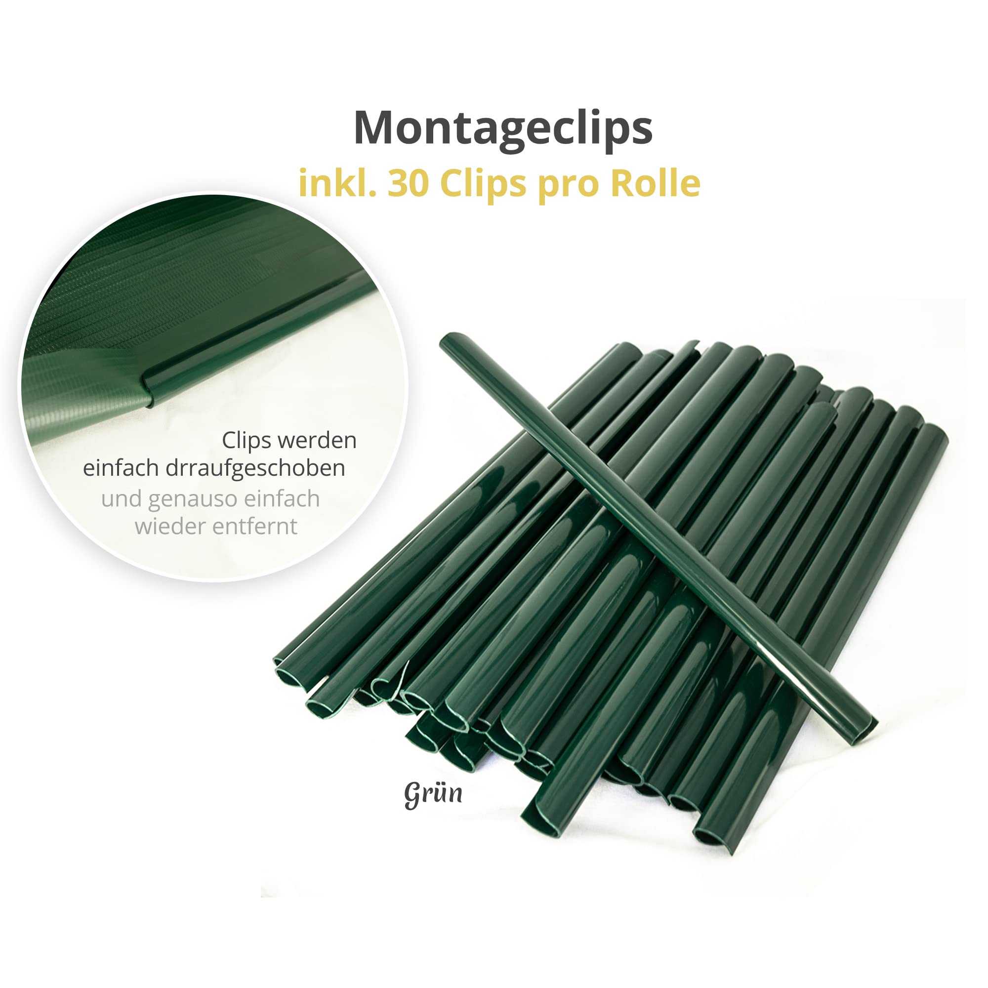 PVC Sichtschutz Streifen Privatsphäre Doppelstabmatten Zaun Folie inkl. 30 Befestigungsclips, Farbe:Grün, Länge: (245m (7X 35m))