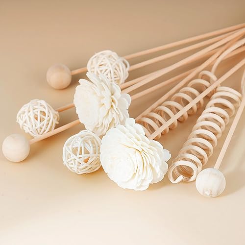 Miniatura 5 de WUTAOBON - Juego de difusor de fragancia de caña de 10 pulgadas, 10 unidades, flores de ratán natural, difusor de fragancia, varillas de ratán de