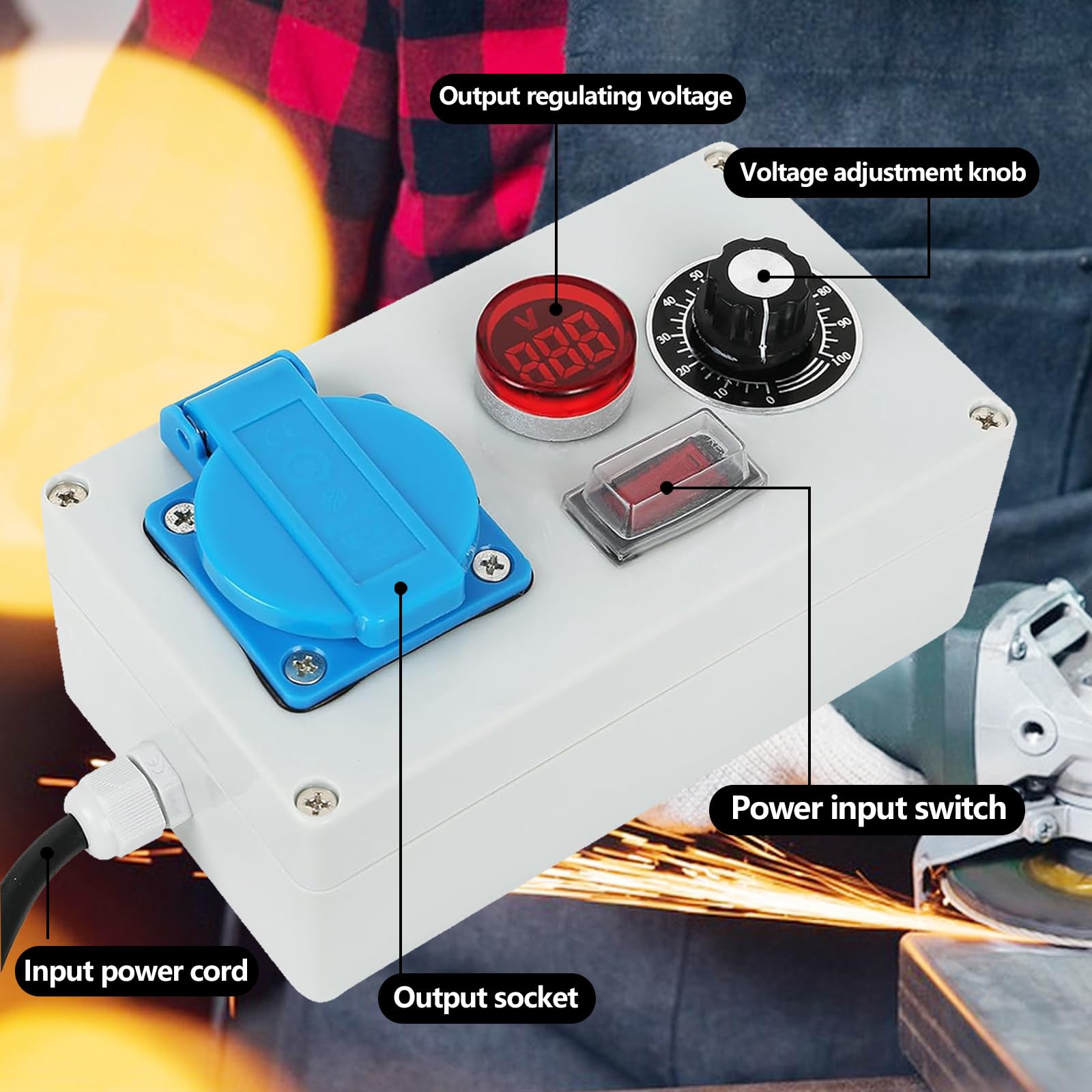 Variateur, Régulateur de Tension électrique et de Puissance 2000 W, Régulateur de Vitesse du Moteur, 230 V, Prise de Courant UE