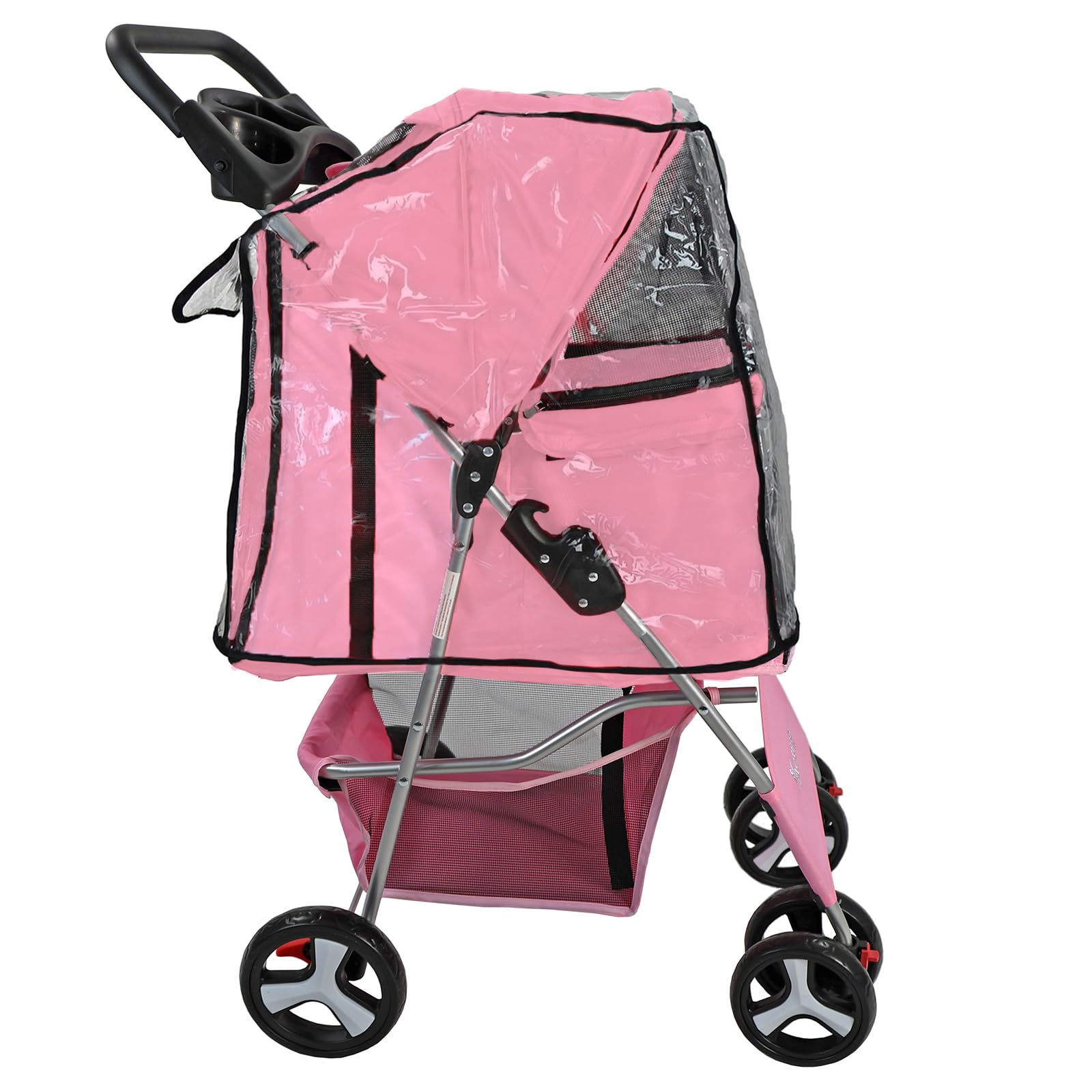 Actiaspet - Foldable Pet Stroller with Swivel Wheels | 15kg Carrying Capacity Collapsable Pet Push Chair Buggy (Pink, Stroller + Cover) — image 1