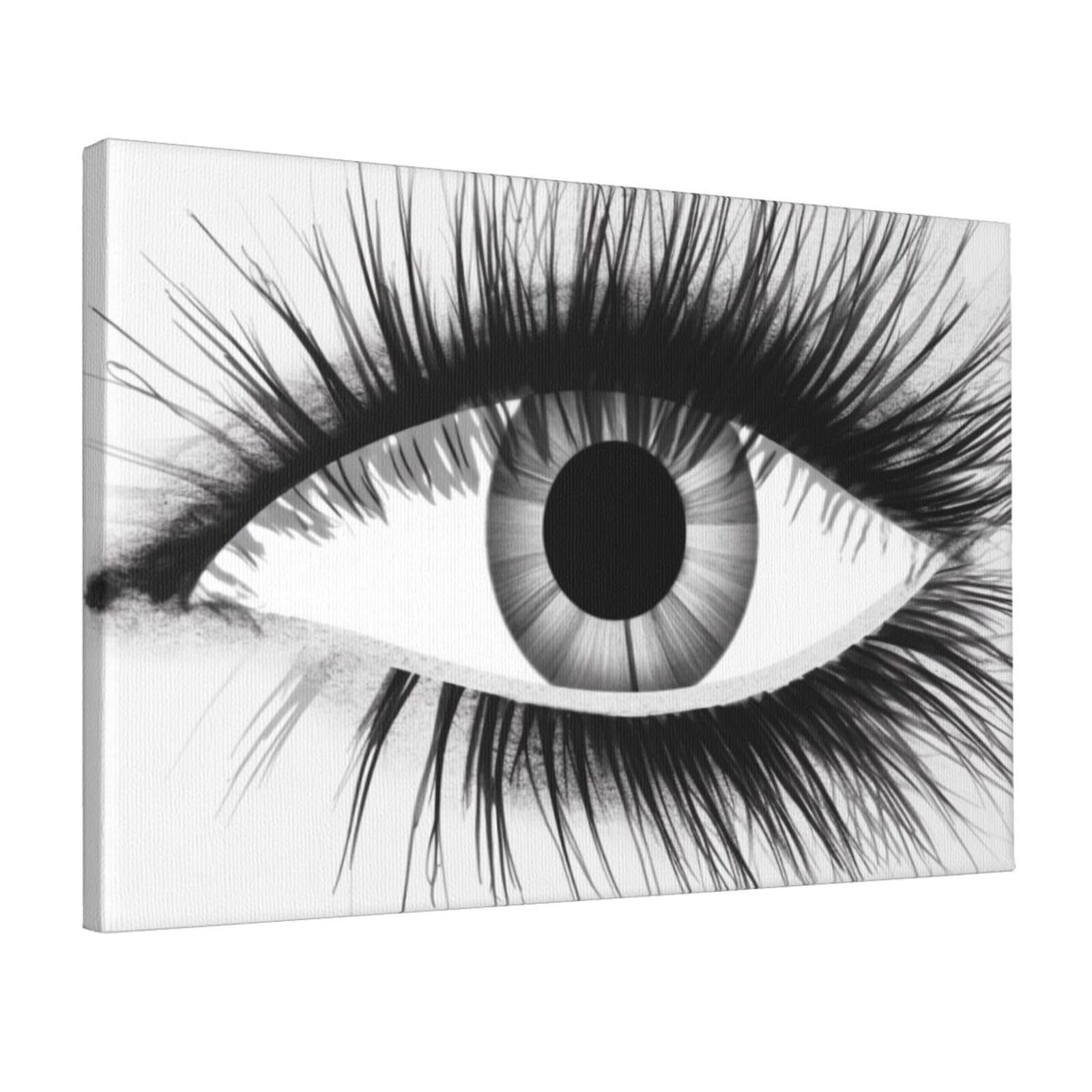 YKLJG Eyelash Printed Wall Art Canvas Prints 45x30 CM Wooden Framed Picture Painting Artwork for Bedroom Kitchen Home Office Decor