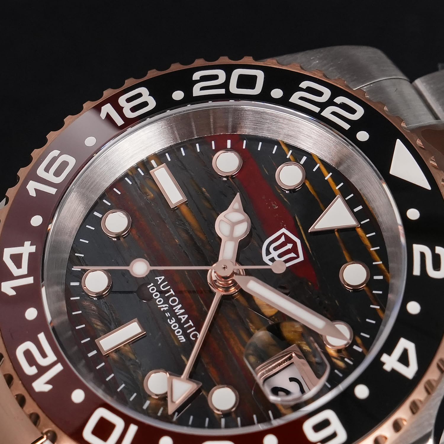 watchdives Sub GMT-Uhren für Herren WD16760, NH34 Automatische Armbanduhr Taucheruhr, 40 mm Keramiklünette Saphirglas 300 M Wasserdicht
