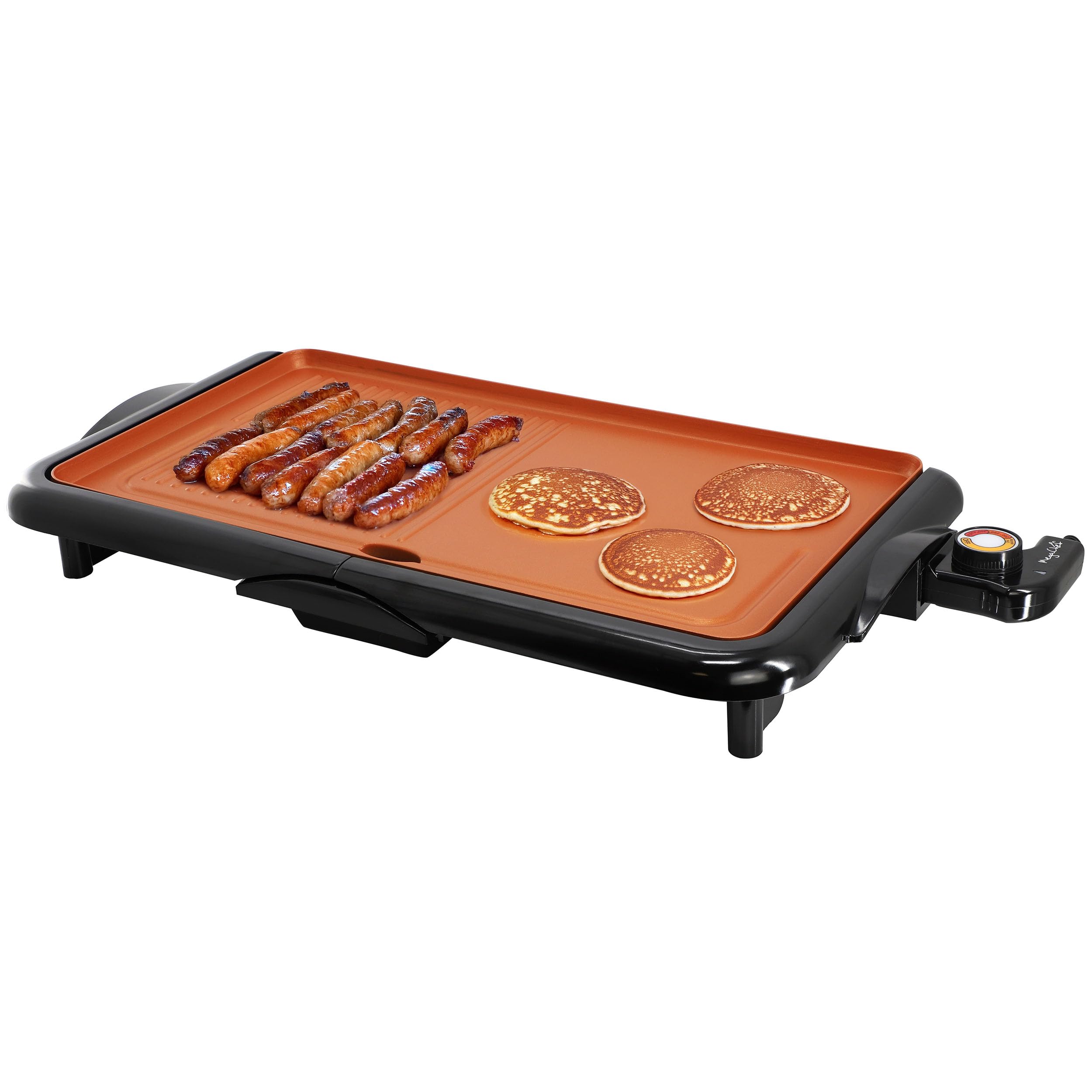MegaChef Copper Coated Electric Grill/Griddle with Non-Stick Coating, Adjustable Temperature Control, Warming Rack & Drip Tray, Versatile Small Kitchen Appliance (18.89 Inch Grill/Griddle)