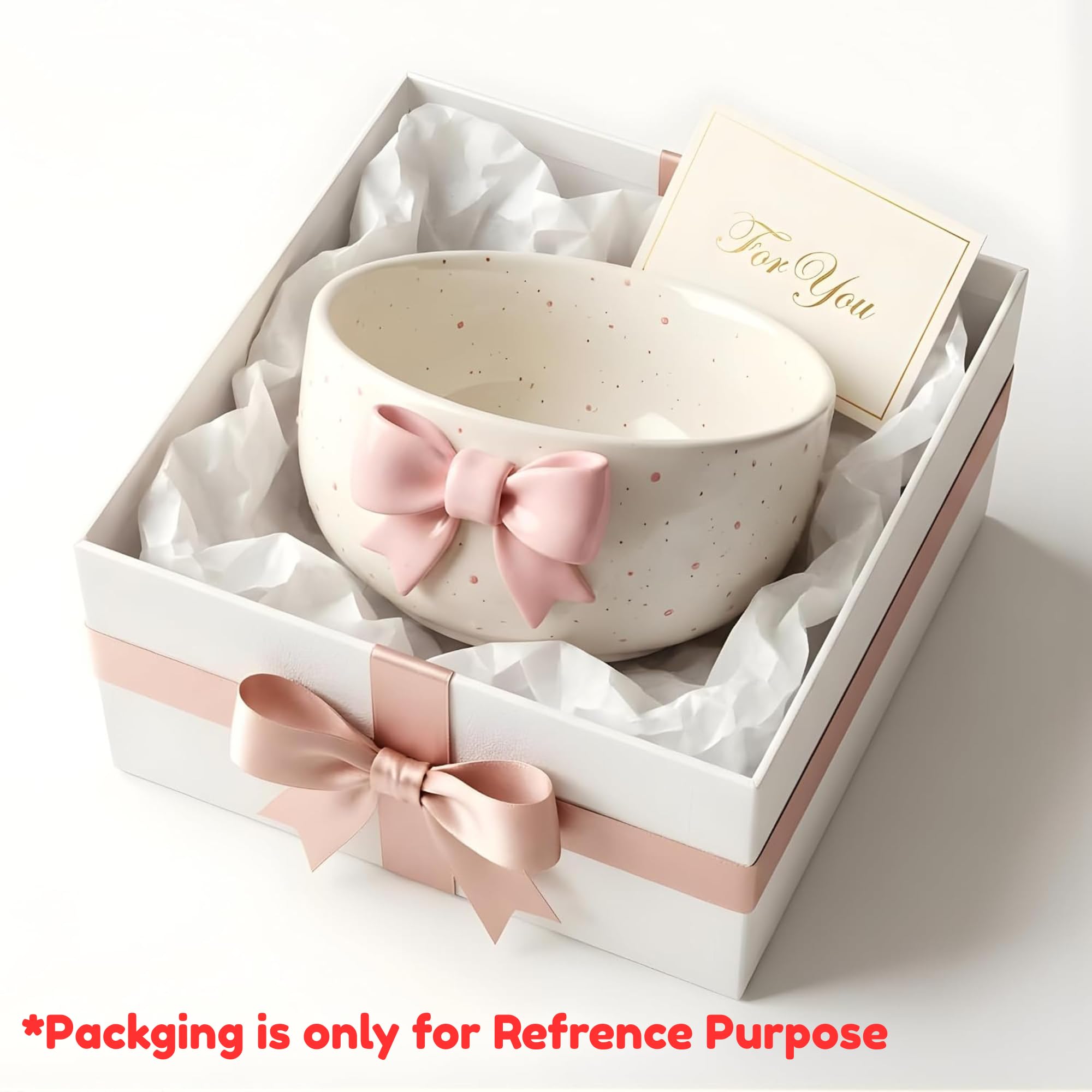 Pink Bow Bowl - Cute Ceramic Snack Bowl -4