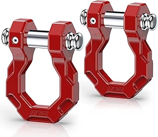 MZS 3/4" D Ring Shackles, 80,000 lbs (40T) Break Strength Shackles with 7/8" Pin Use with Tow Strap Winch for Off-Road Truck ATV UTV SUV Recovery Towing Red (Pack of 2)