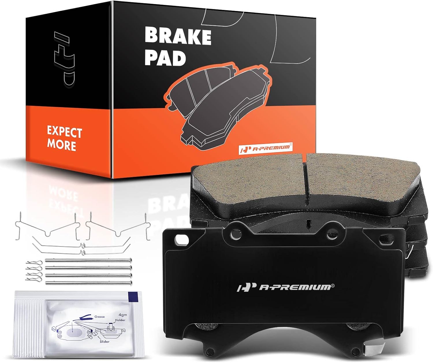 A-Premium 4Pcs Front Ceramic Brake Pads Set Compatible with Toyota and Lexus Models - Land Cruiser 2008-2011/2013-2020, LX570 2008-2011/2013-2021, Sequoia 2008-2022, Tundra 2007-2021