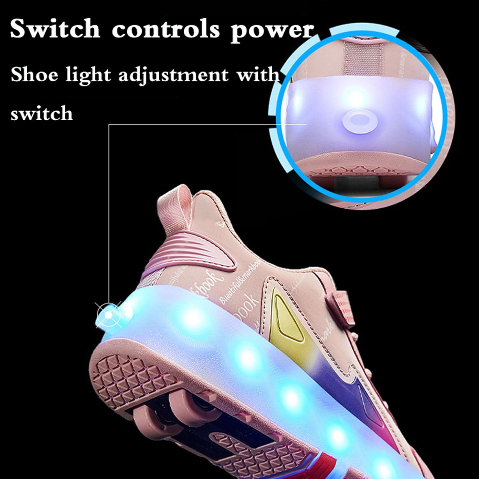 Zapatos con Ruedas para Niños y Niñas,Zapatos con Ruedas y LED Luces para Niña,2 en 1 Zapatillas con Ruedas,Retráctil,Recargables,para Regalos de cumpleaños y Navidad