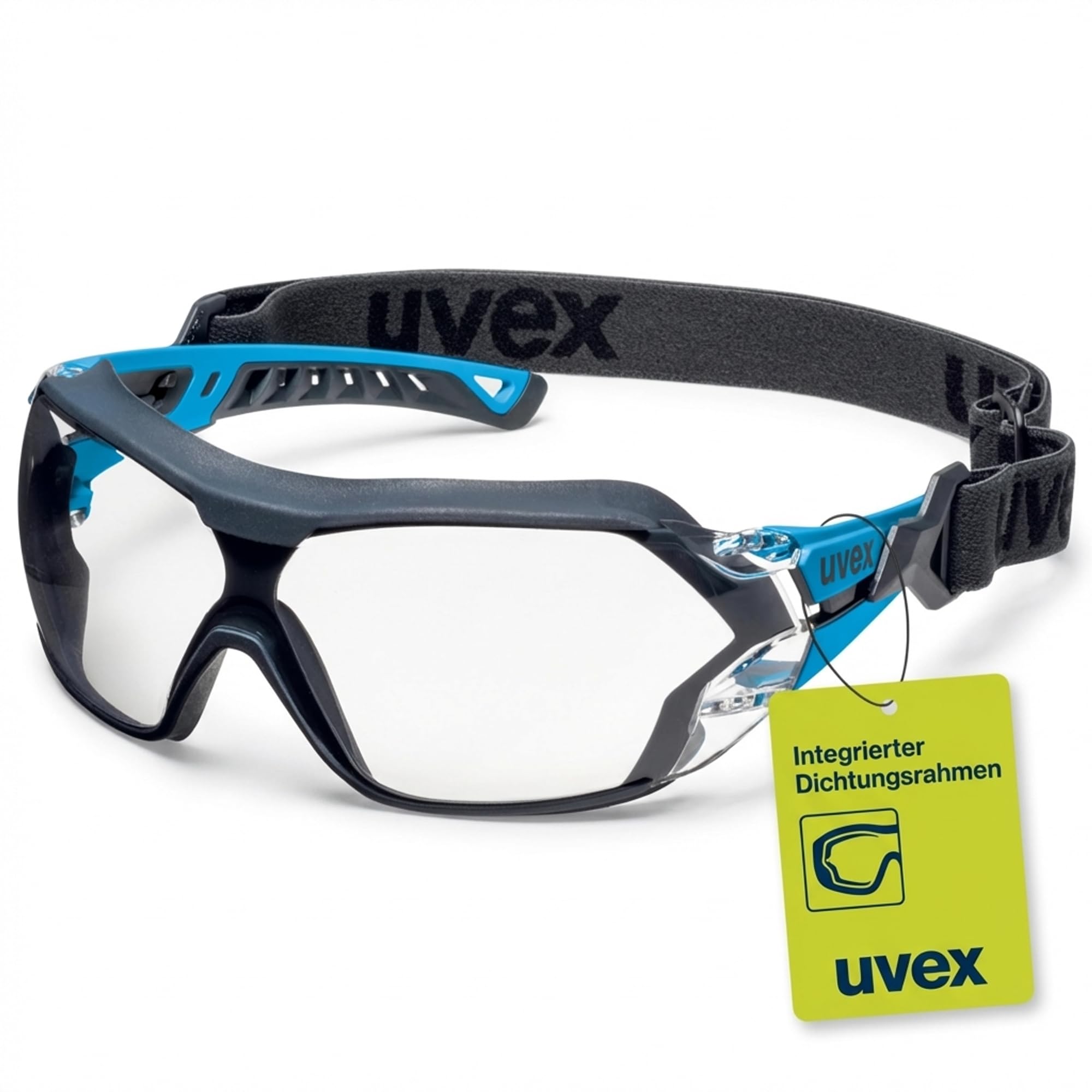 Uvex pheos nxt guard Gafas de seguridad con protección UV 100%, sin condensación, exteriores extremadamente resistentes a los arañazos y sin metales, con diadema, transparente, azul/antracita