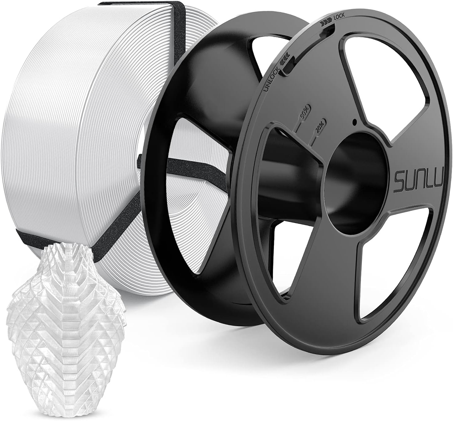 SUNLU PLA Filament 1.75mm, PLA 3D Printer Filament, Reusable MasterSpool, Dimensional Accuracy +/- 0.02mm, 1kg Spool(2.2lbs), 1.75 PLA Transparent