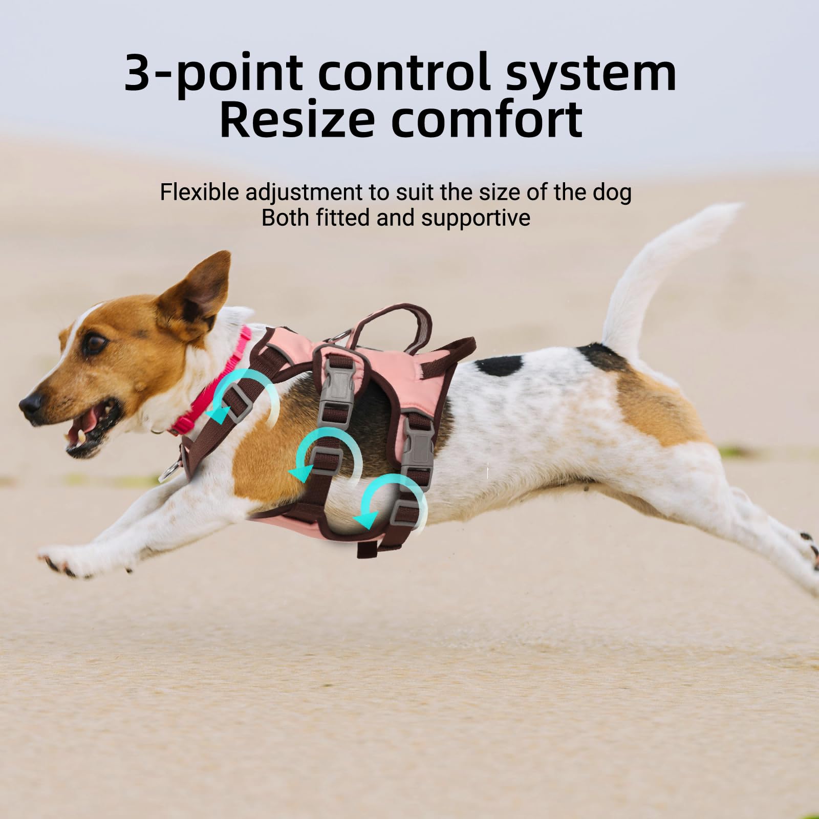Arnes Perro Pequeño - Arnés 3 Puntos Arnes Antitirones Perro Easy Walk Pechera para Perros Cómodo Transpirable Antiescape Dog Harness, Peitoral para Cão, Rosa con Anillo de Pecho, S