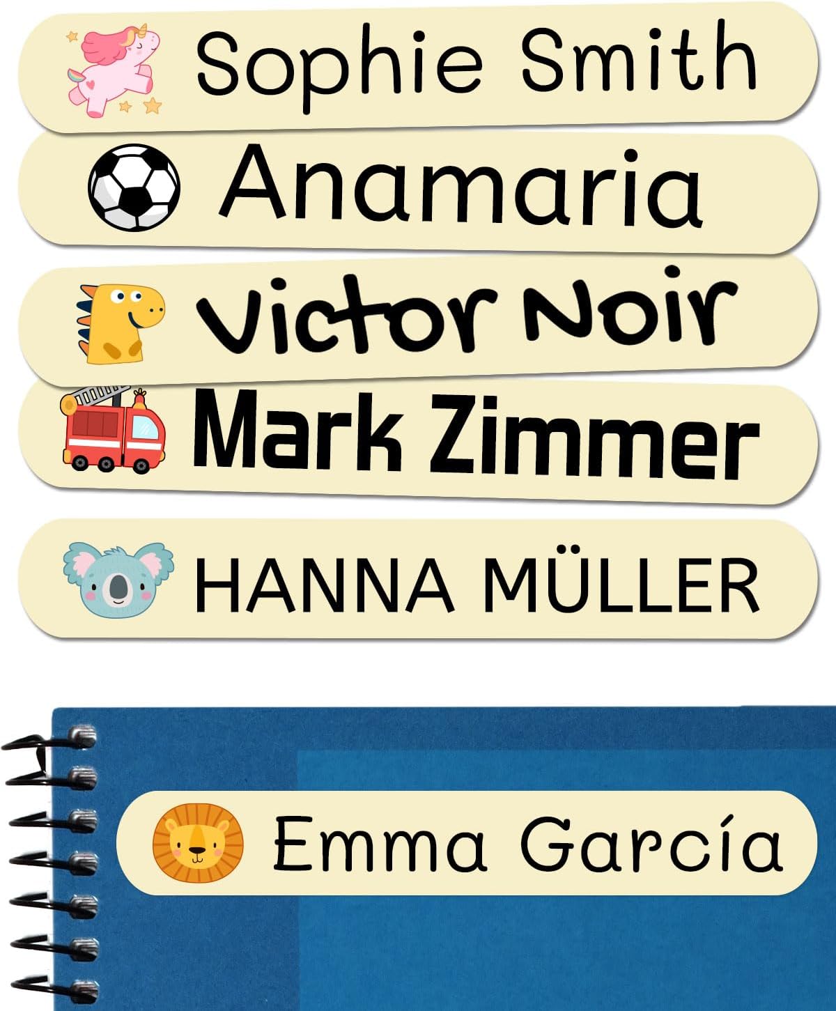 500 Personalized Adhesive Labels, 6x1 cm, for Marking Objects, Books, Lunch Boxes, etc.