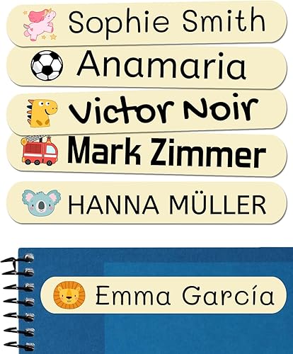 Miniatura 24 de 50 calcomanías con nombre personalizadas para niños. Etiquetas adhesivas para escuela, jardín de infantes, libros, juguetes y Tupperware. Etiquetas