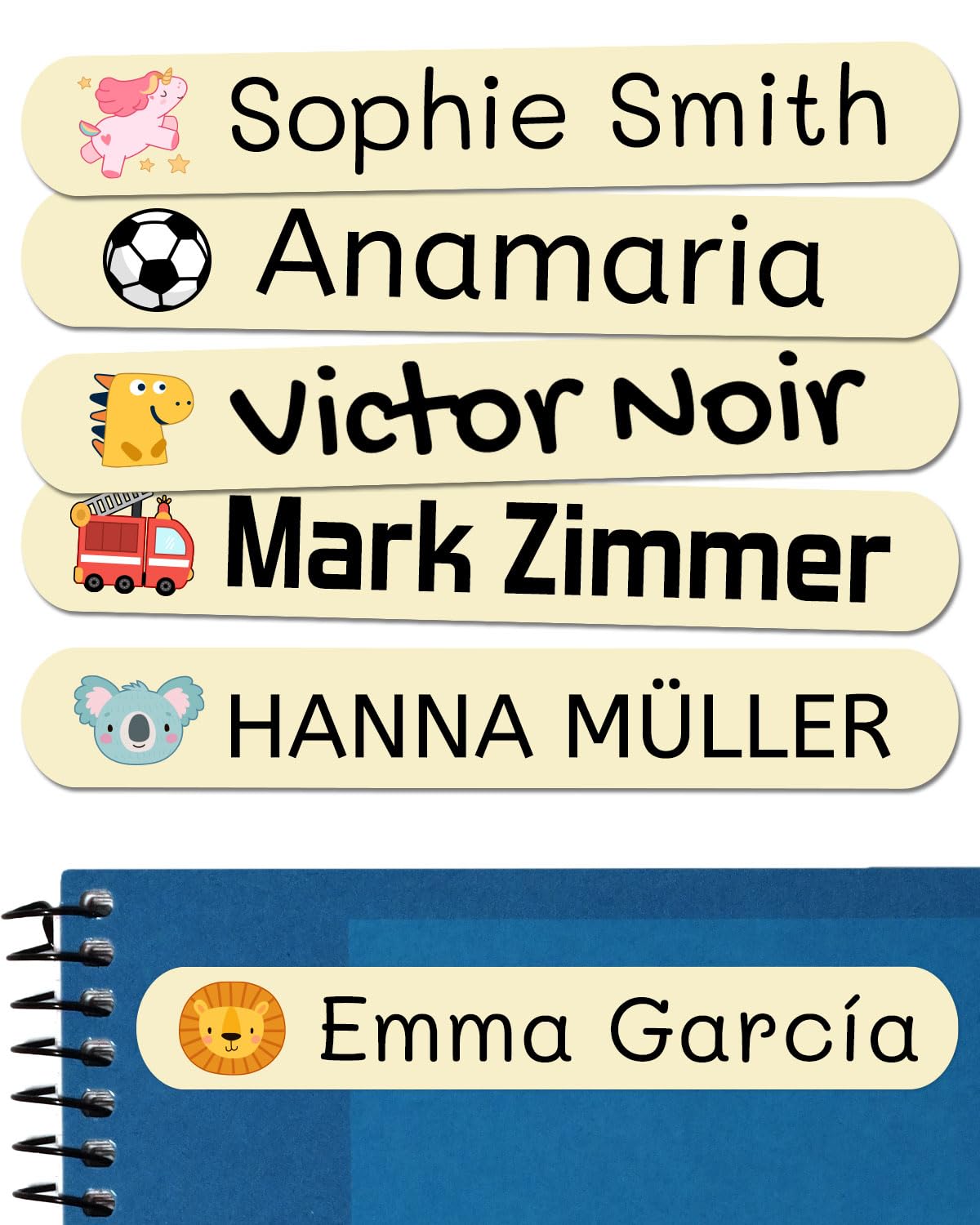500 Personalized Name Stickers for Children. Adhesive Labels for School, Kindergarten, Books, Toys, and Tupperware. Waterproof Labels Measuring 2.3 x 0.4 in