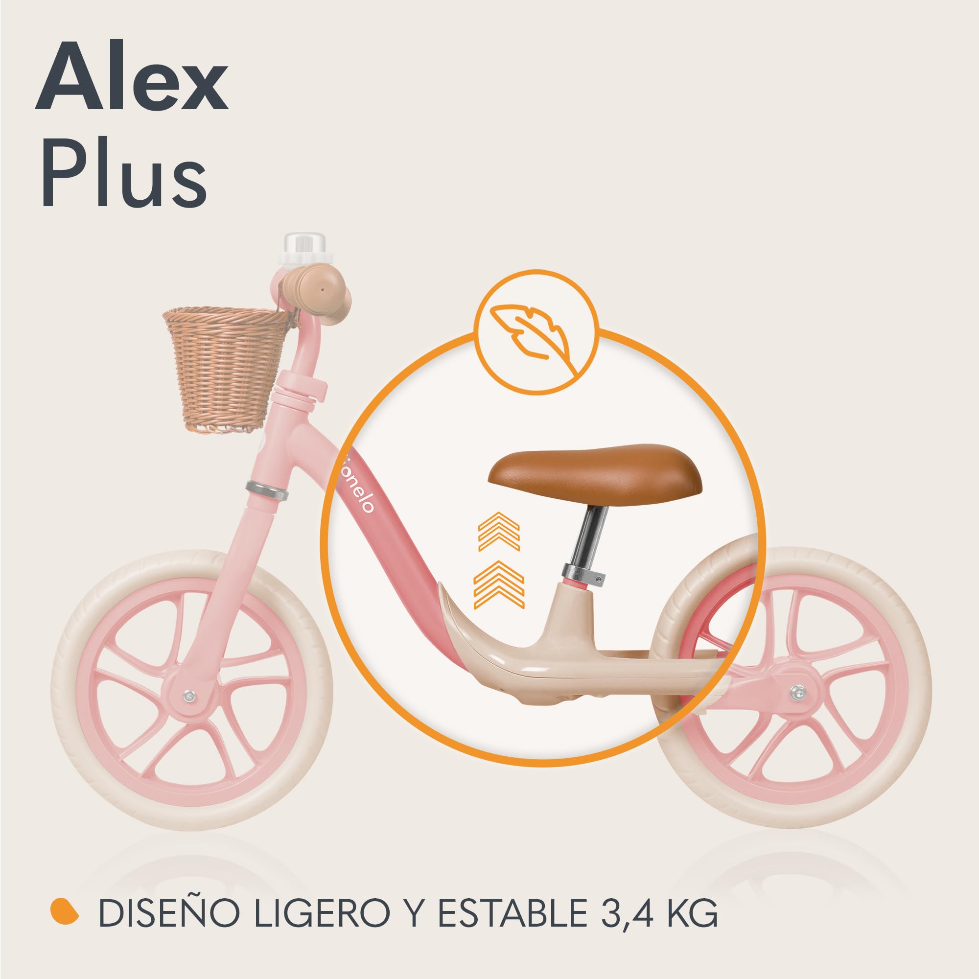 lionelo Alex Bicicleta sin Pedales de 3 años hasta 30 kg, Bicicleta de Equilibrio para Menores, Regulación del Asiento y del Volante, Ruedas Ligeras, Reposapiés Perfilado