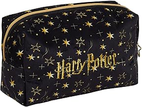 Harry Potter Trousse de maquillage pour femmes et filles - Double face - Noir - Accessoire de voyage - Cadeau des Reliques de la mort, Noir/doré, Taille unique, Trousse de maquillage