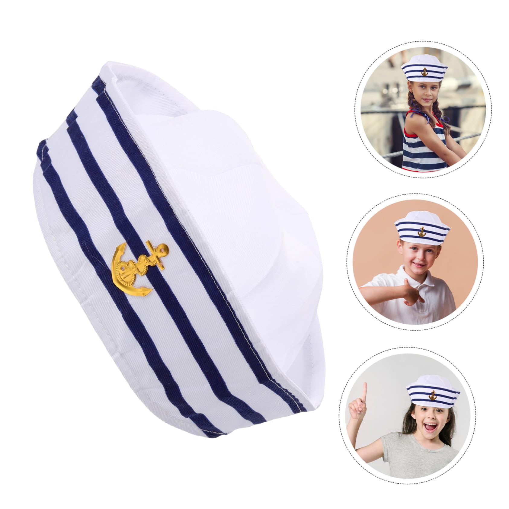 Holibanna Children's Police Cap Sequin Captain Hat White Captain Hat Adults Boys and Girls Party Wear
