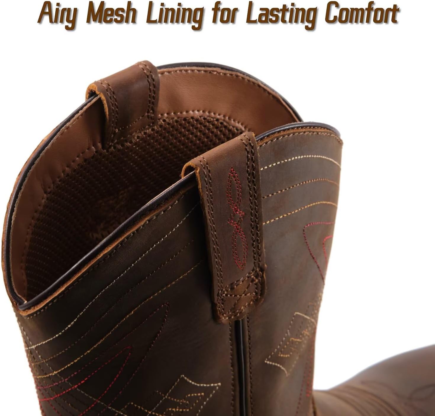 SUREWAY Cowboy Boots For Men - Mens Square Toe Western Boot,Oil/Slip Resistant,Durable Fashionable Classic Pull on 10 Inch Wellington Boots - Soft Toe Work Boots - Image 6