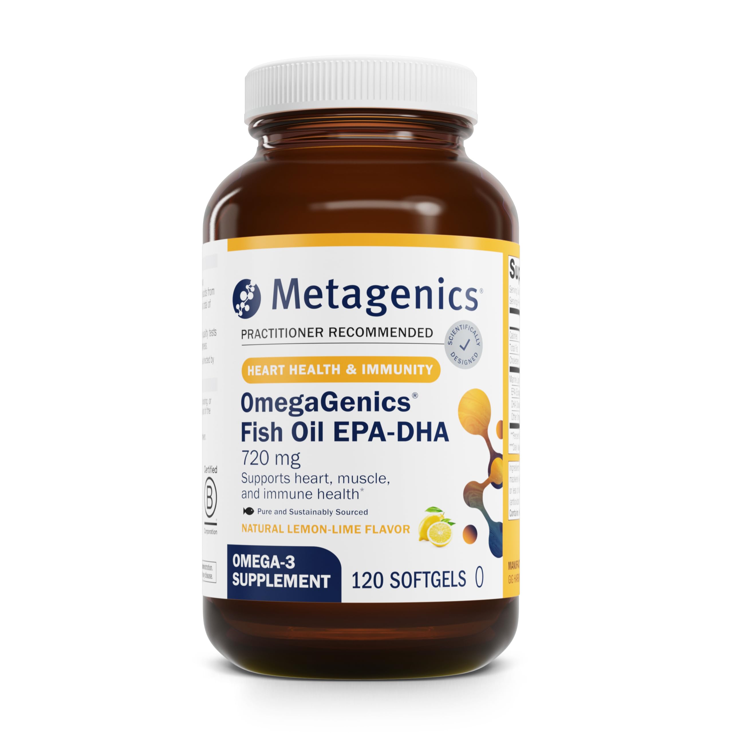 OmegaGenics Fish Oil EPA-DHA 720 mg - High Potency Omega-3 Supplement* - Supports Heart, Joint, Brain & Immune Health* - Sustainably Sourced, Purity-Tested Fish Oil - 120 Softgels