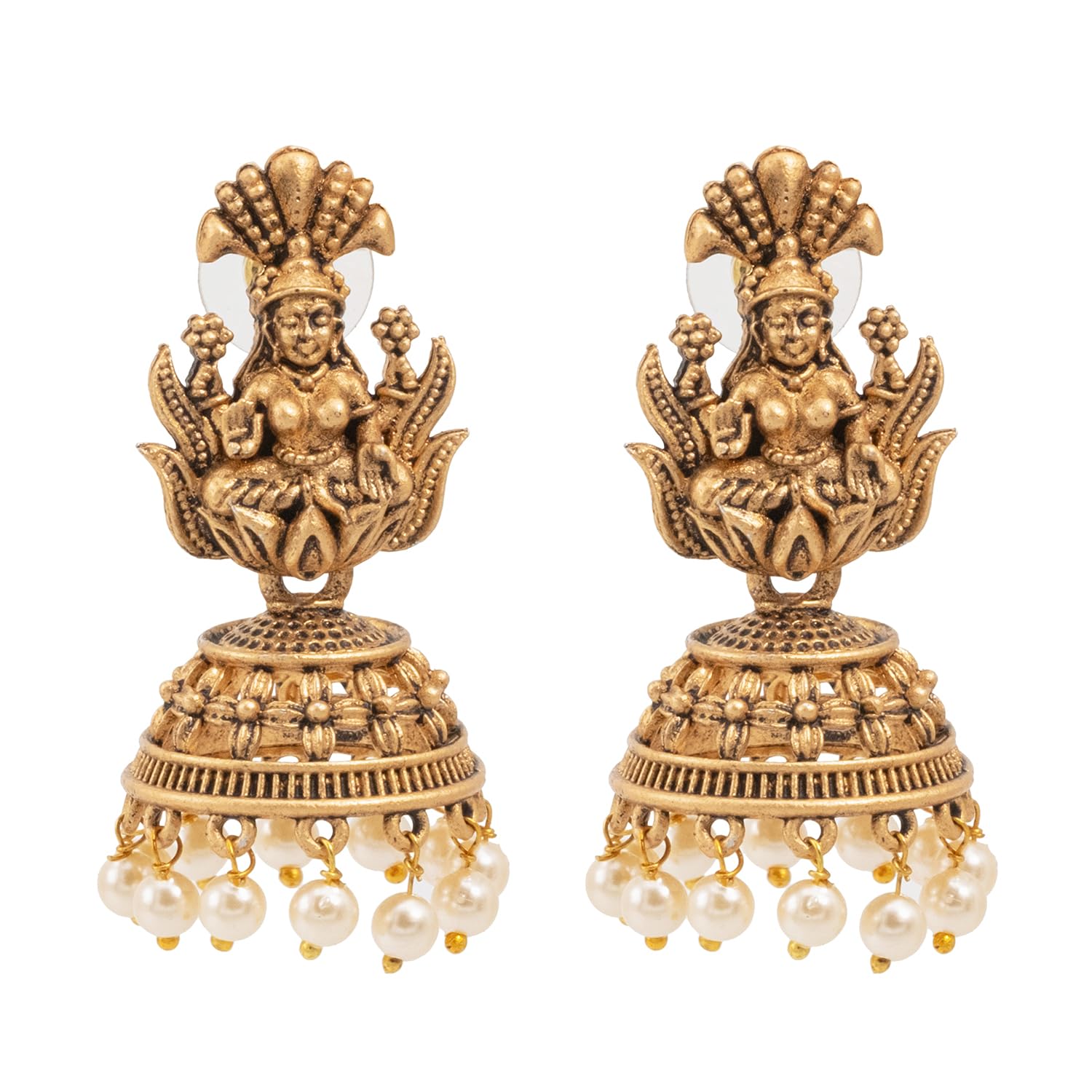 Shining Jewel Traditional Indian Matte Gold Oxidised CZ, Crystal Studded Temple Jhumka Earring For Women - Gold, White (SJE_104_G_W) (B0CYGTN7D6) Amazon Price History, Amazon Price Tracker
