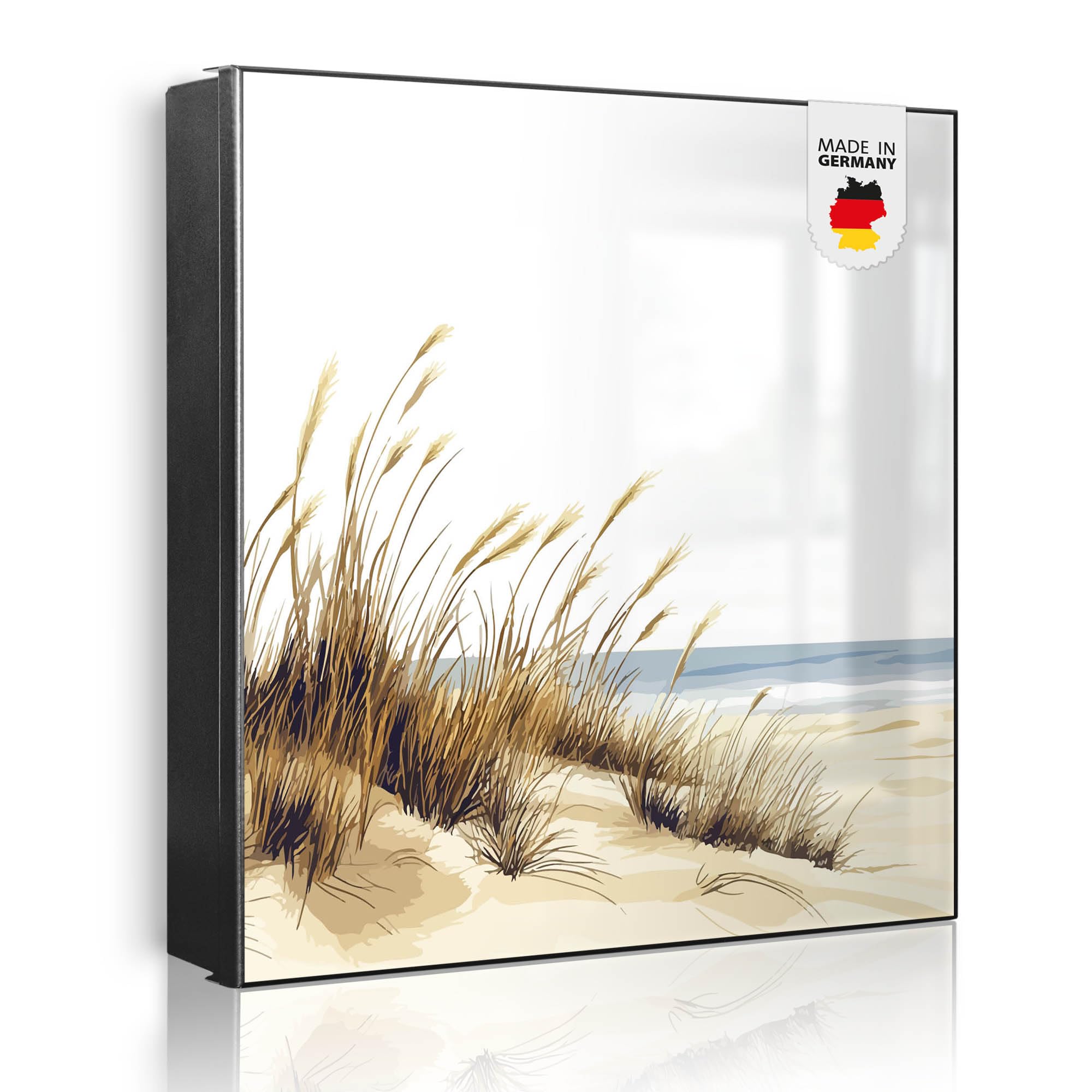 Banjado Großer Schlüsselkasten Metall 30x30cm 32 Haken Schlüsselbox modern mit magnetischer Tür Dünenlandschaft