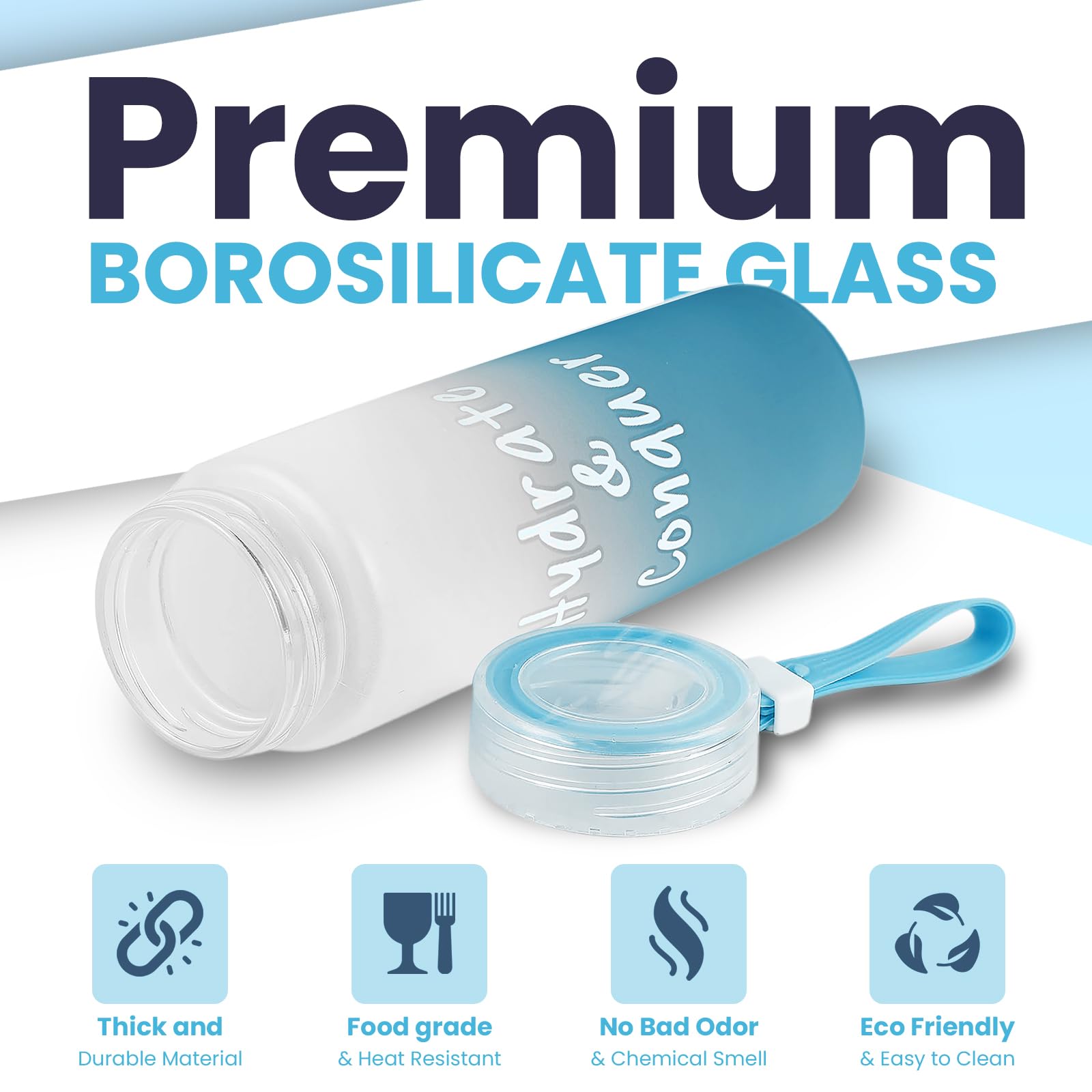 Botellas de agua de vidrio de borosilicato (azul (paquete de 1), 1000 ml