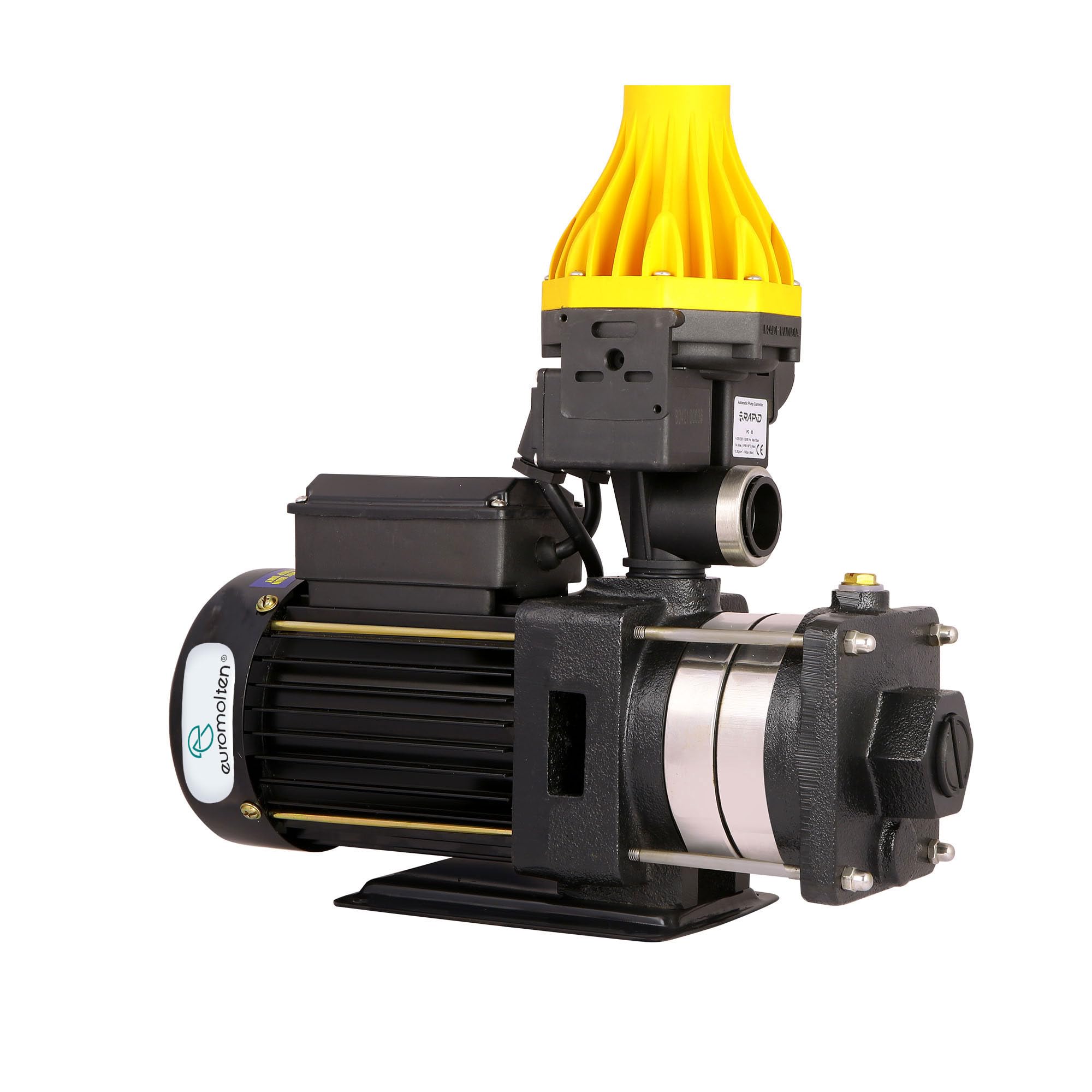 EUROMOLTEN 0.8Hp Pressure Booster water Pumps with Automatic Pump Controller for Bathroom, Shower & Home Use | Equipped with SS Impeller & Diffuser | Made of 100% Copper Windings (3 Bathrooms)