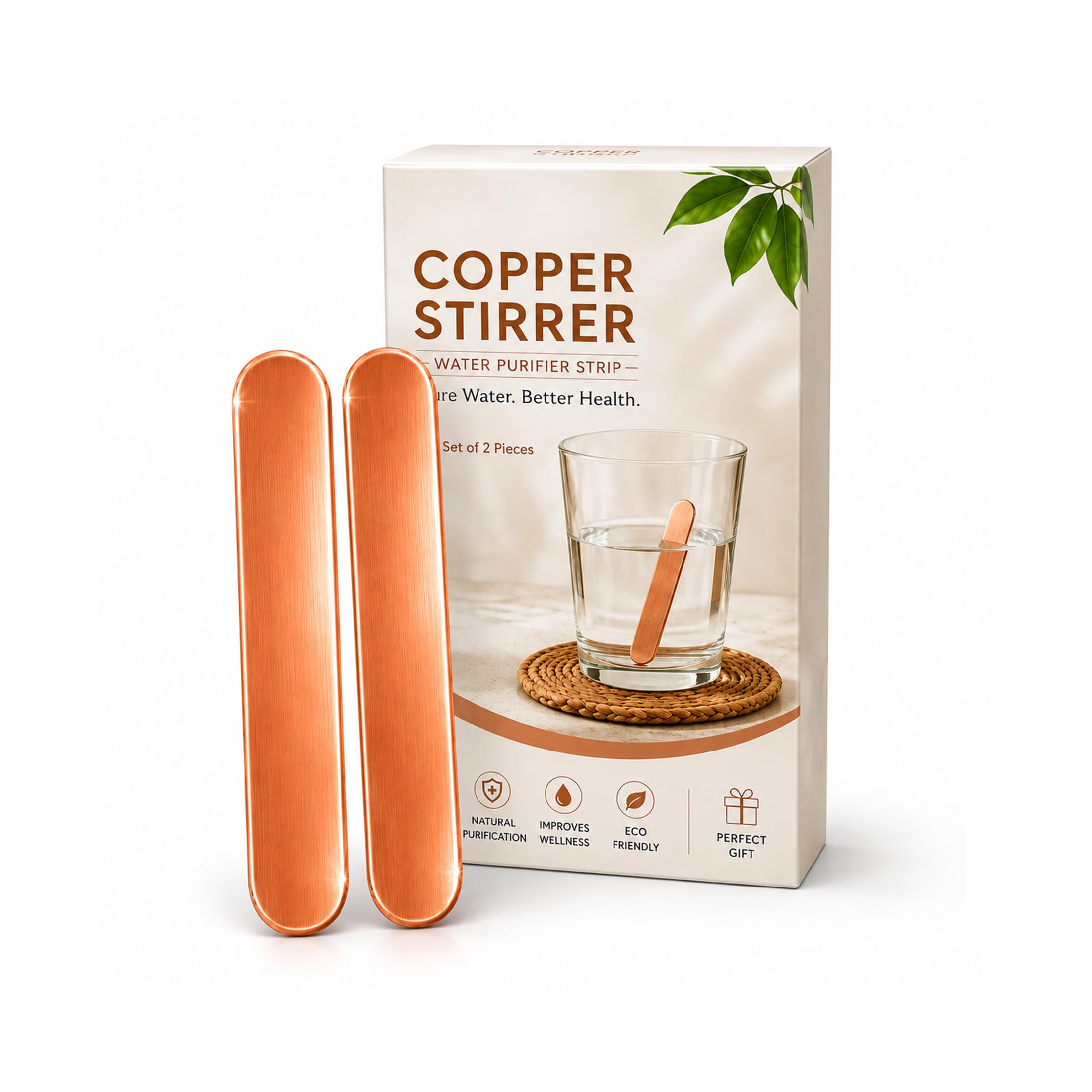 Homestia Pure Copper Water Charger Strip for Water Purification & Energizing | 99.9% Stirrer for Bottle, Glass & Jug | Ayurvedic Wellness Copper Strips | Reusable Water Purifier Bar (Pack of 2)-image-10