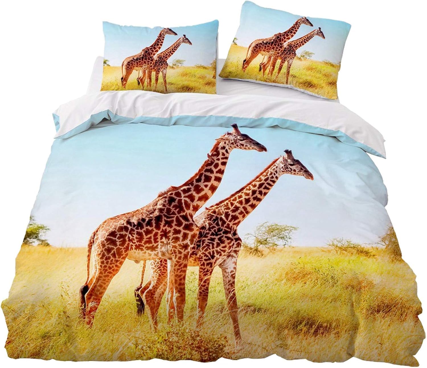 Housse de couette 240 x 260 girafe parure de lit animaux sauvages 2 personnes
