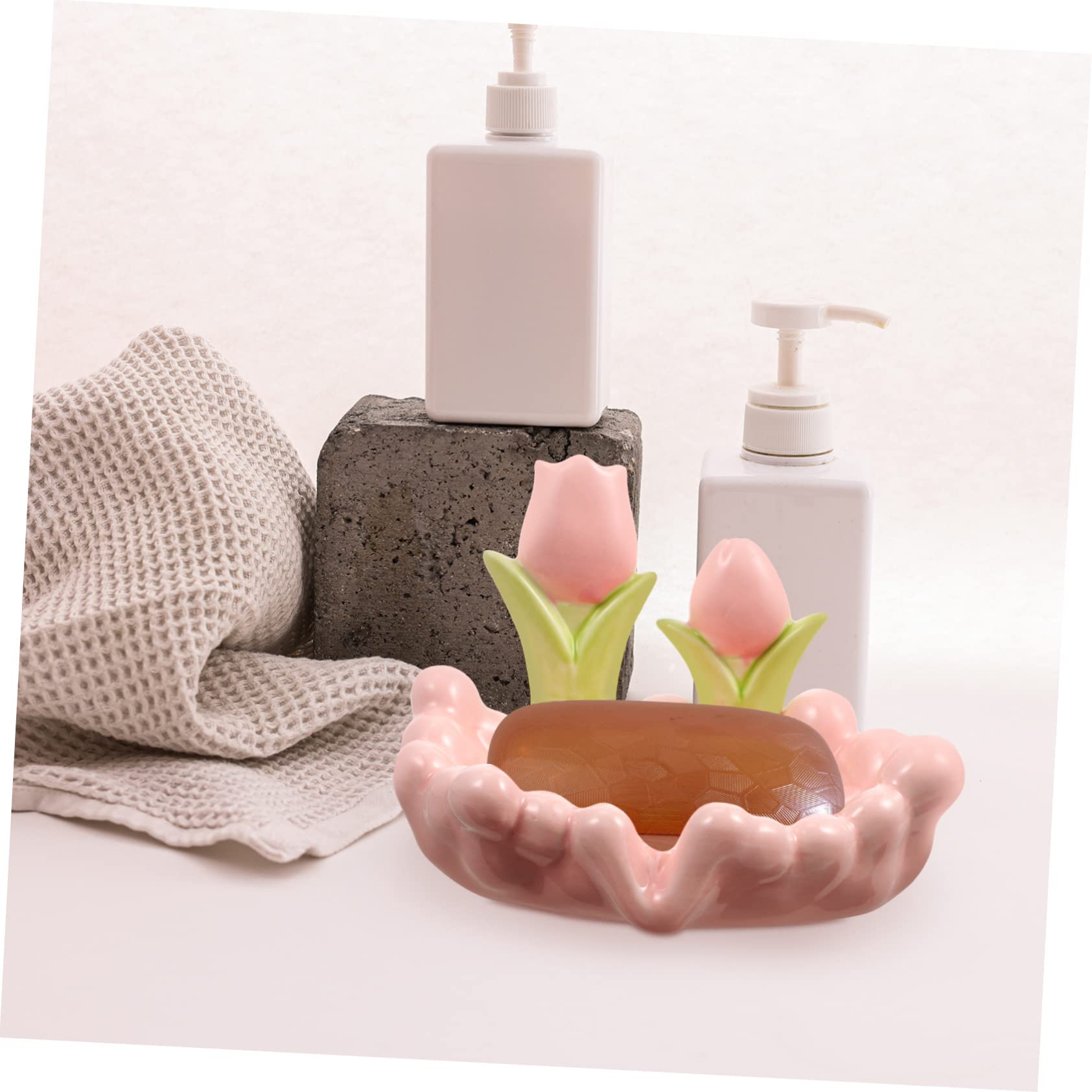 Zxfdsfdbnm Portasapone in ceramica creativo, a forma di fiore, portasapone per WC, scarico, lavanderia, accesso al bagno
