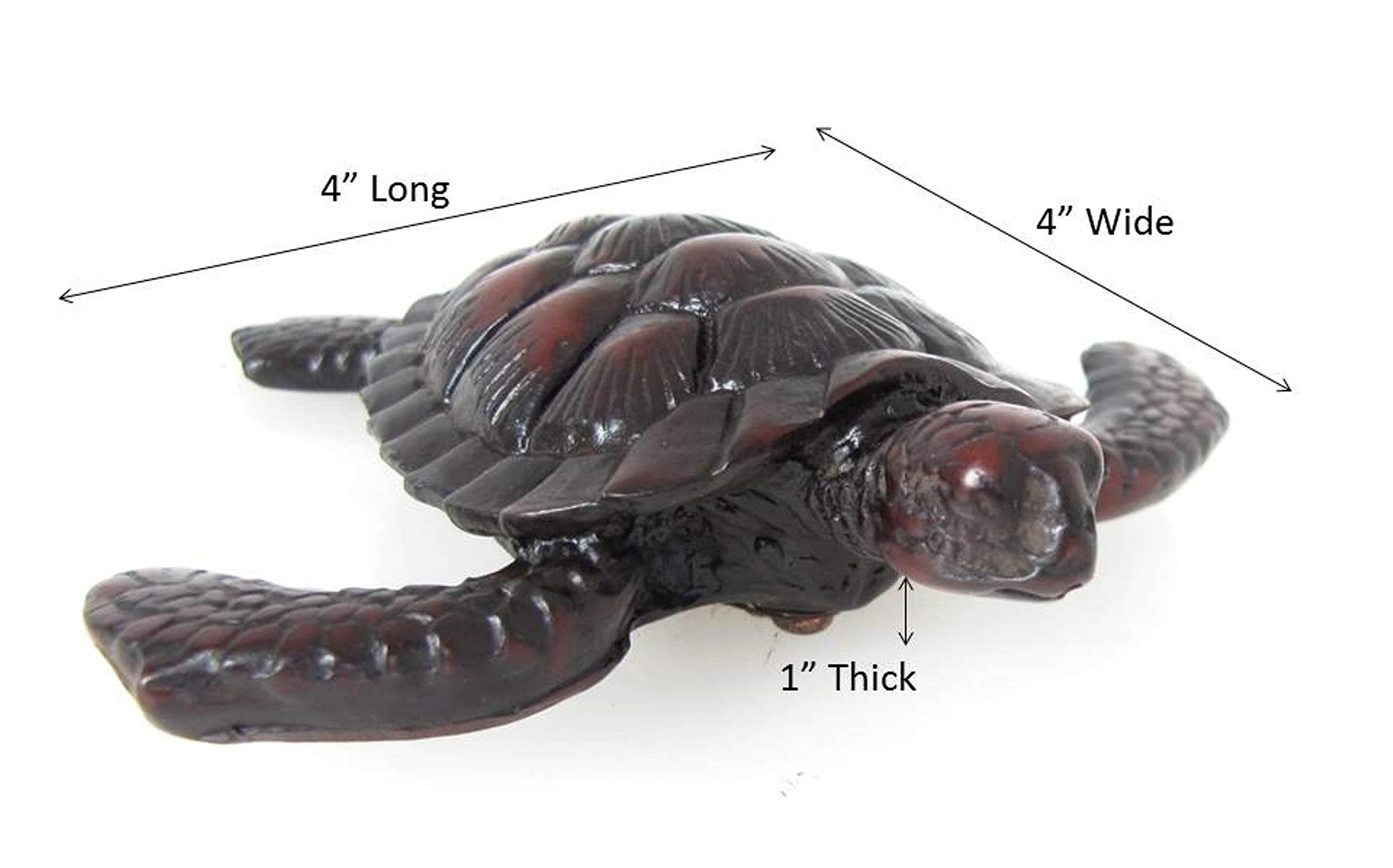 Blue Orchid Small Resin Sea Turtles - Loggerhead Sea Turtle Figure - Good Luck Feng Shui Sculpture Collectible for Table Top or Wall Hanging - 4