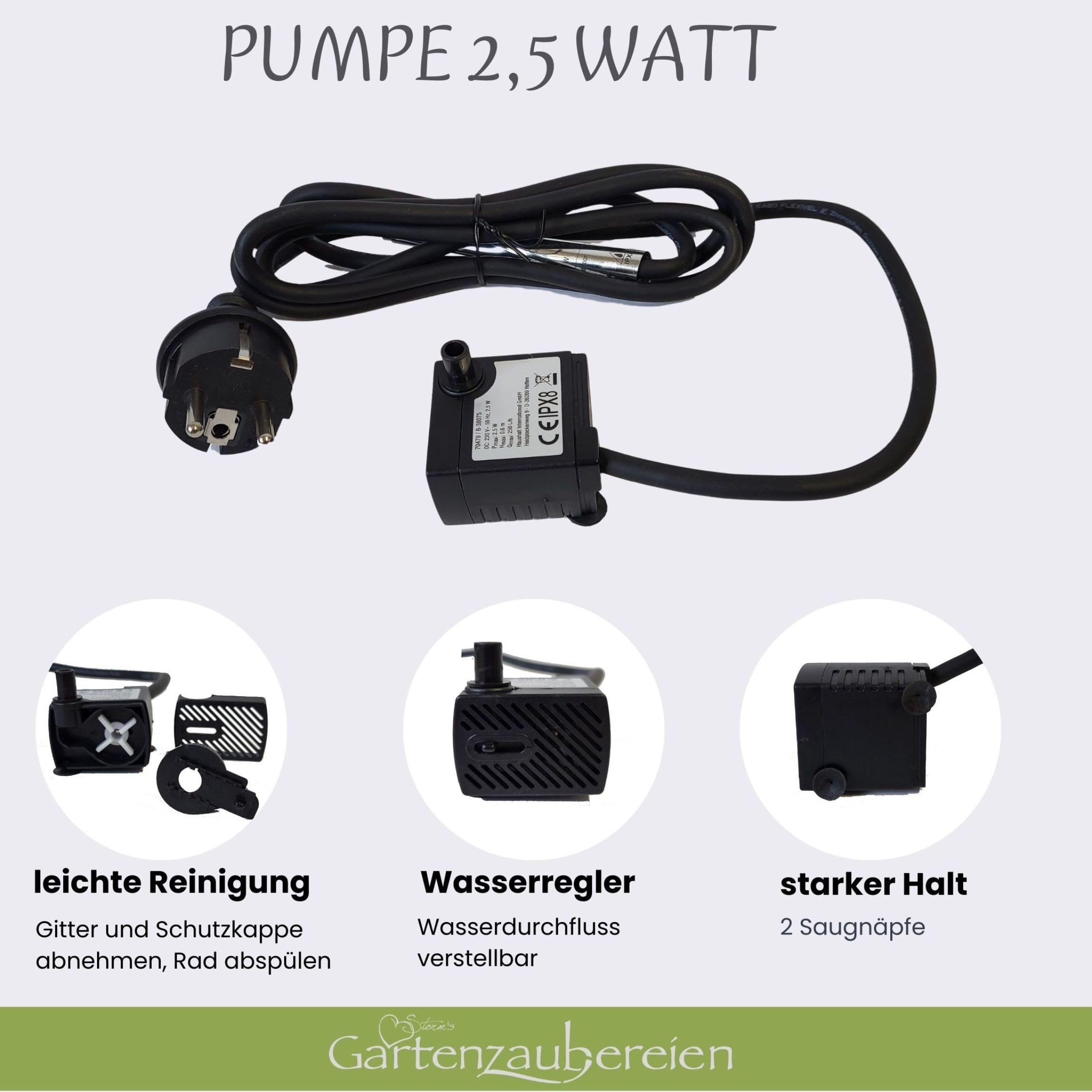 Storm's Gartenzaubereien Miniteich Set Holzkiste Teich Becken Wasserspeier Drache Pumpe Schwimmkugeln Teichkugeln