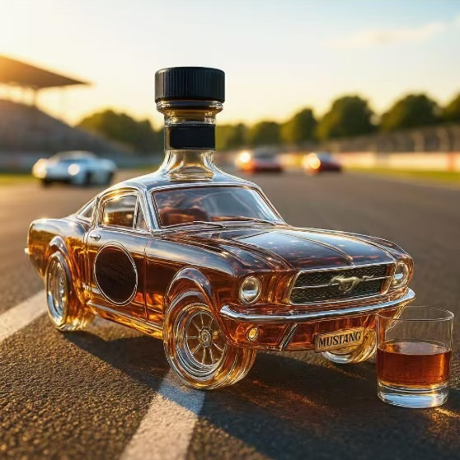 300ml Car Whiskey Decanter, Glass Liquor Bottle Art Statue, Decorative Whiskey Holder for Home Bar & Dining Room