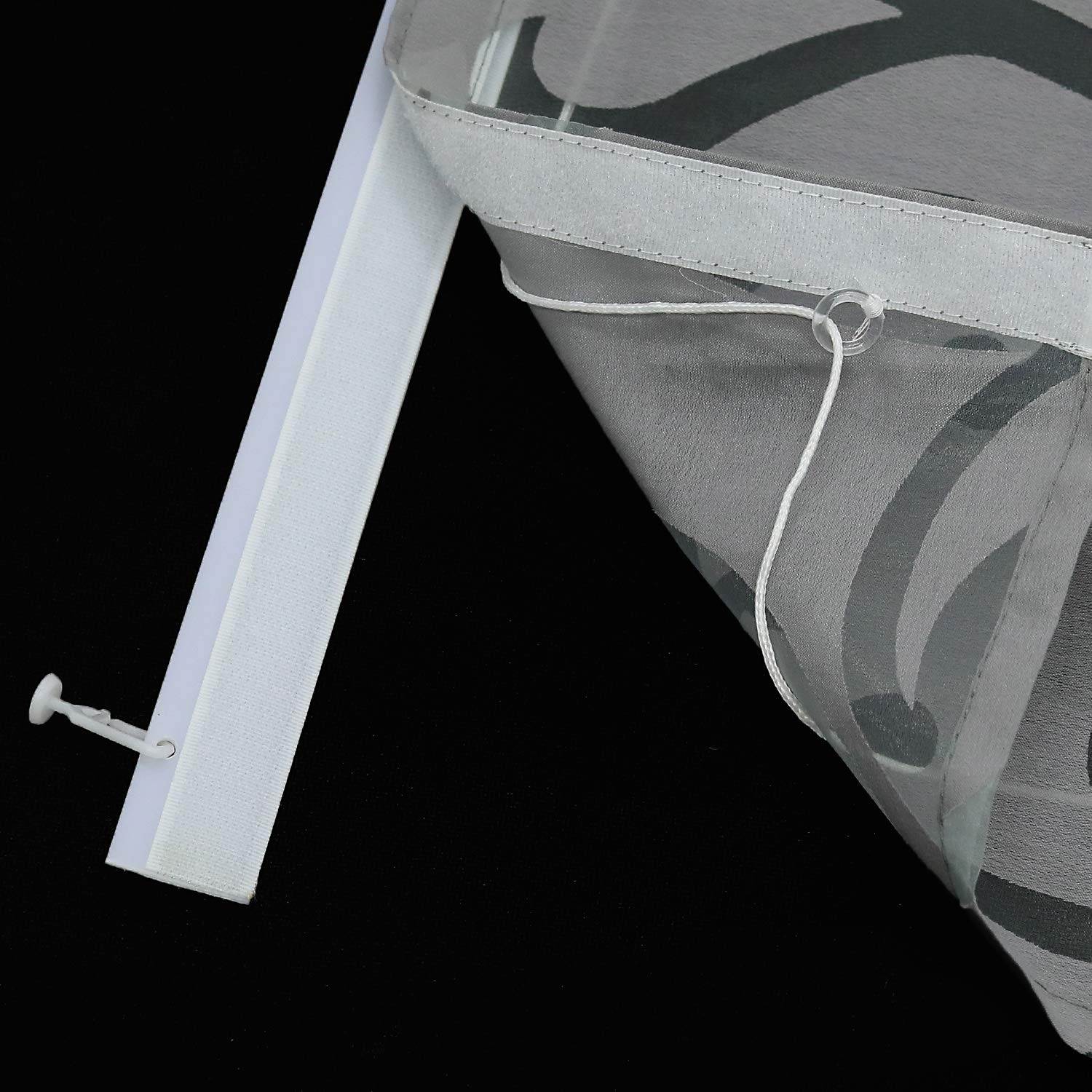 Joyswahl Raffrollo Mit Schlaufen Voile Küche Gardine Bestickte Raffgardine Mit Wellenperlenmuster Stickerei Weiß BxH: 60x140 Cm