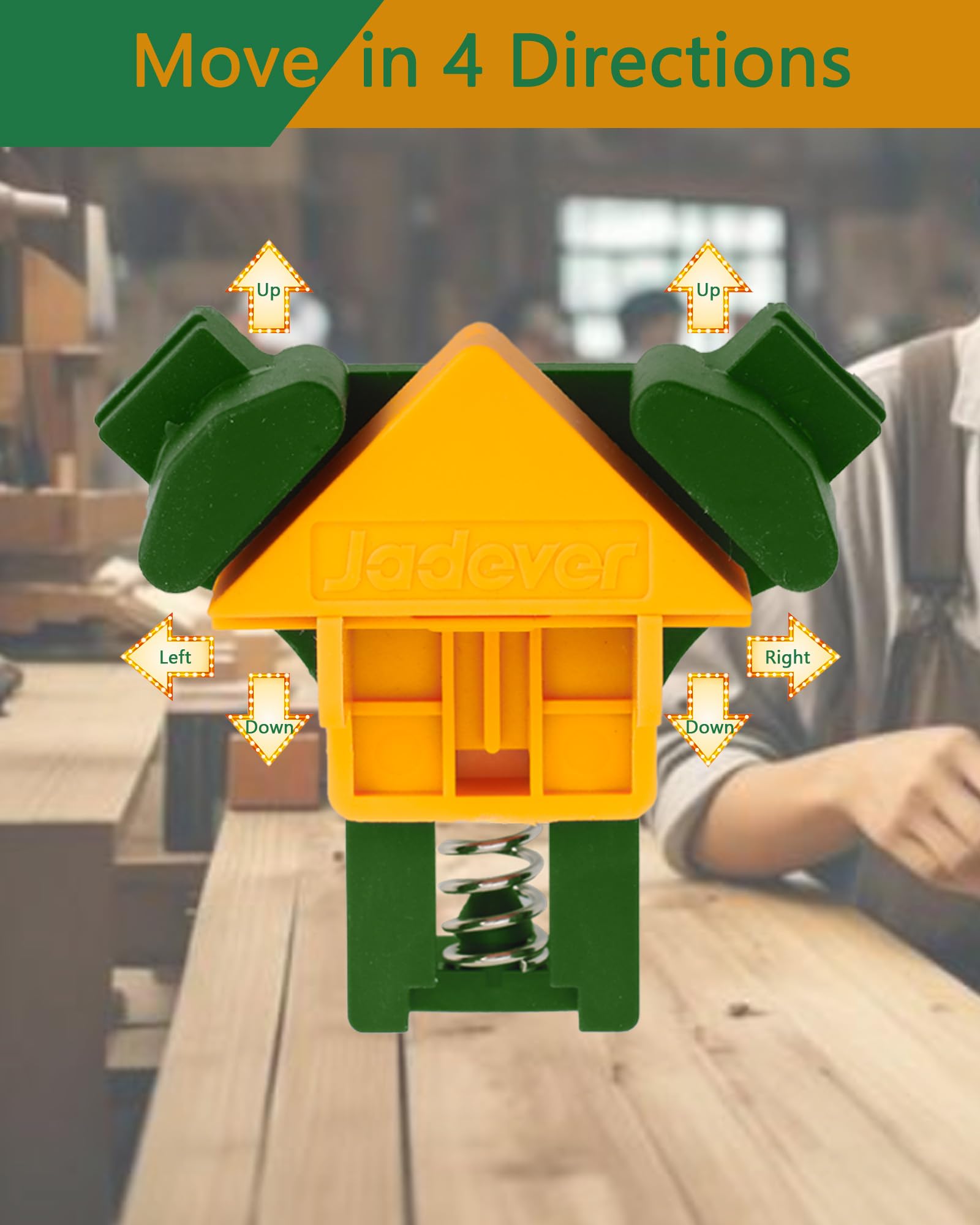 Jadever 4-Piece Corner Clamp, 90° Right Angle Clamp Set with 4 Rubber Feet, Adjustable Spring Loaded, Fit for Woodworking/Picture Framing