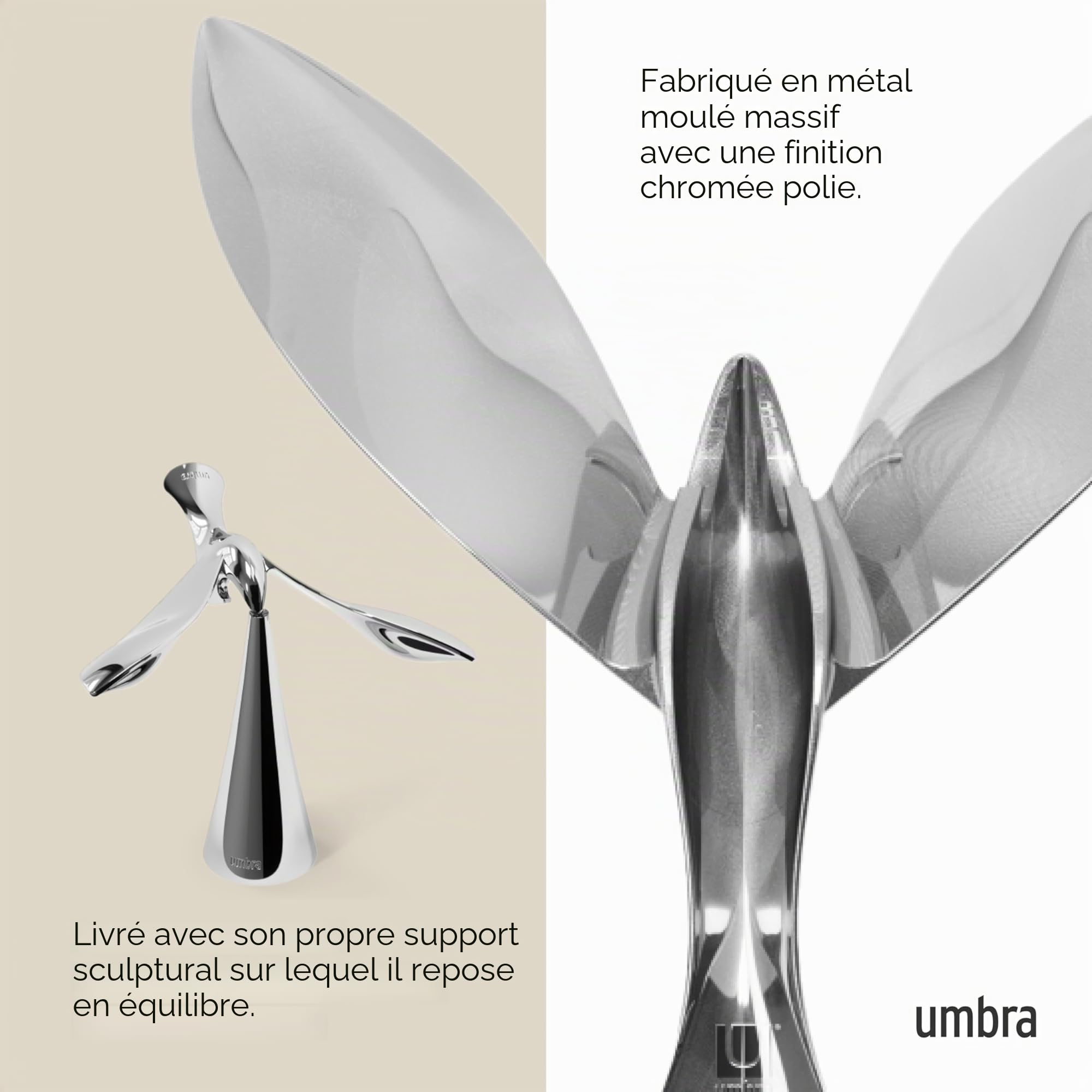 Umbra Tipsy Ouvre-bouteille - Accessoire de bar sculptural en forme d'oiseau en équilibre, chrome