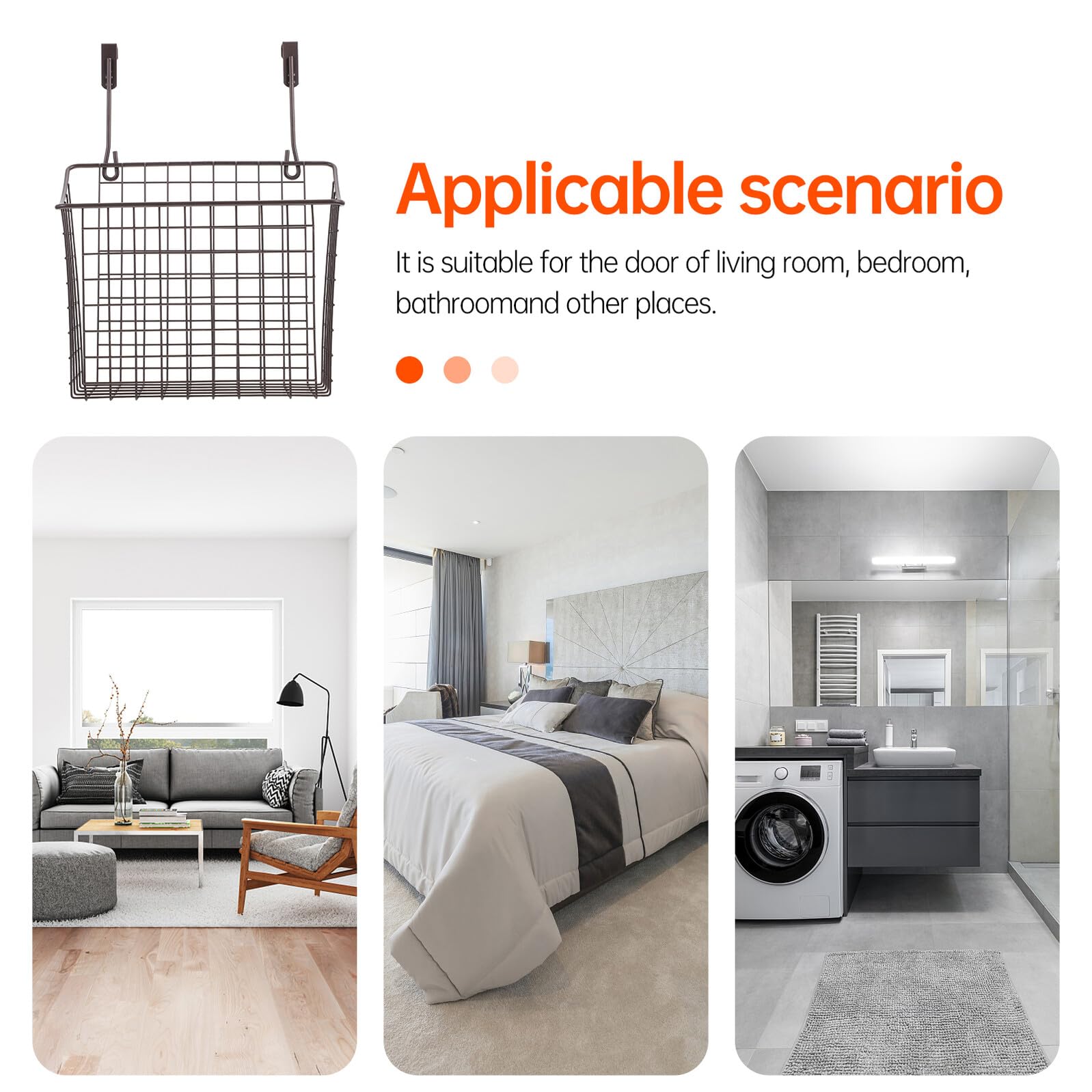 Toyvian Cesta de Alambre para Colgar Puerta de Armario Organizador de Cocina Negro Estante Ahorra Espacio para Frutas Especias y Utensilios Multiusos para Baño y Hogar