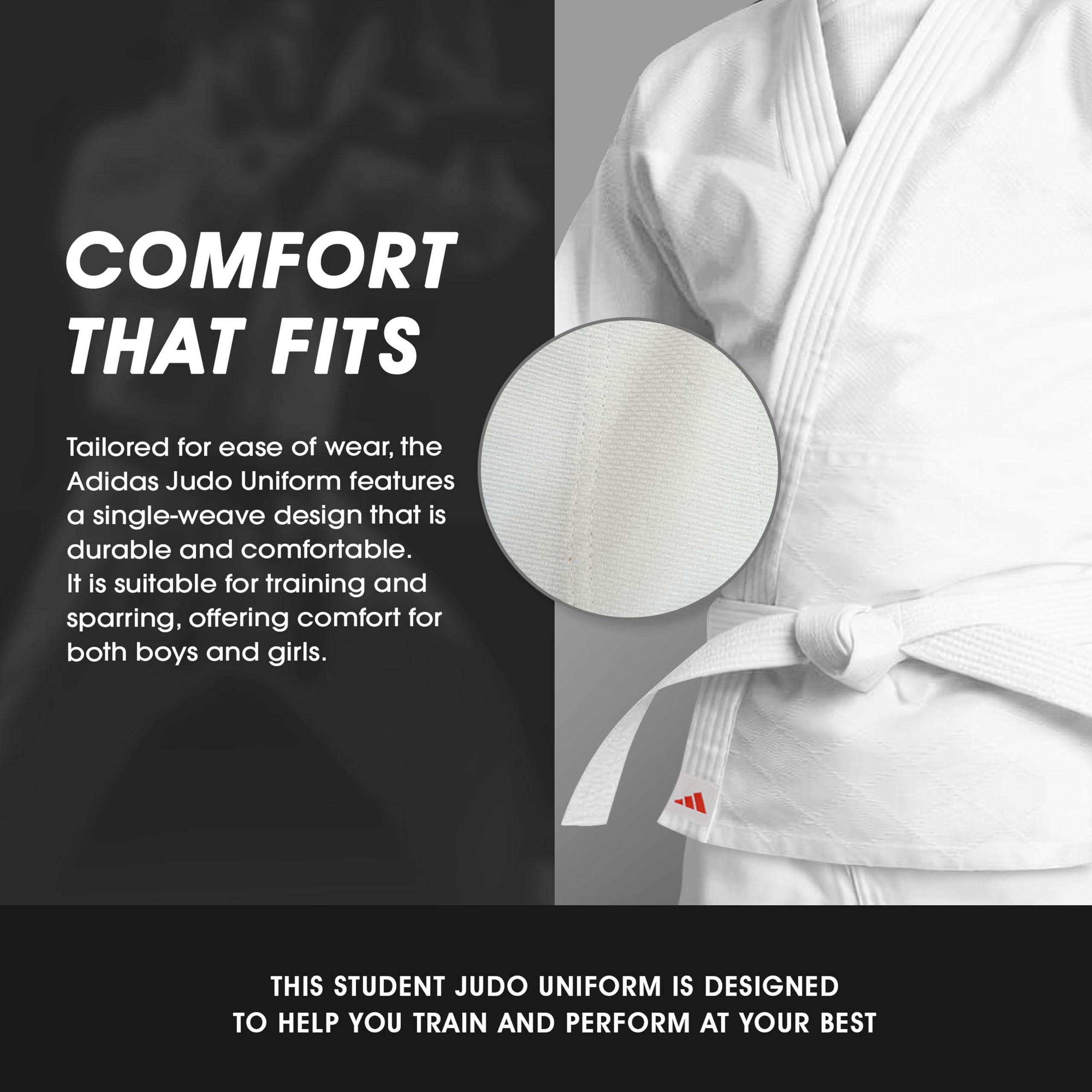 adidas Judo-Gi für Männer, Frauen und Kinder, perfekt für Training und Sparring, leichte Kampfsport-Uniform, weißer Gürtel inklusive, 250 g (Größen 110–160 cm)