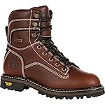 Georgia Boot AMP LT Logger Women's Waterproof Low Heel Logger Boot, Brown, Size 9.5(W)