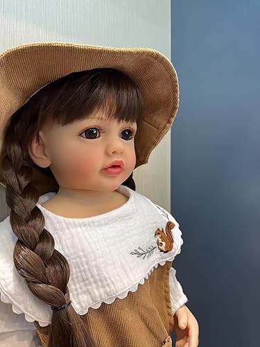 Miniatura 3 de TERABITHIA Peluca de cabello de 22 pulgadas de largo, muñeca de bebé tan verdaderamente Reborn hecha en vinilo de silicona de cuerpo completo