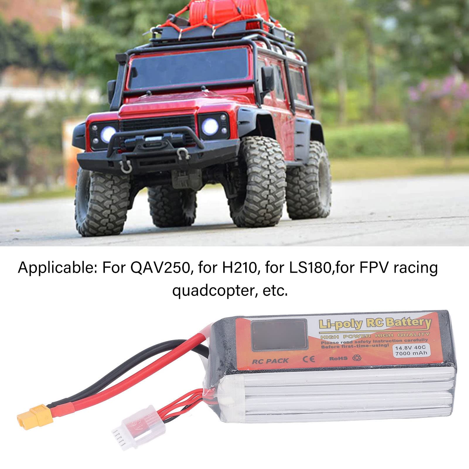 Dilwe Batteria RC Lipo 7000mAh 14,8 V 40C Velocità di Scarica XT60 Spina di Alimentazione per Modello di Auto in Elicottero RC