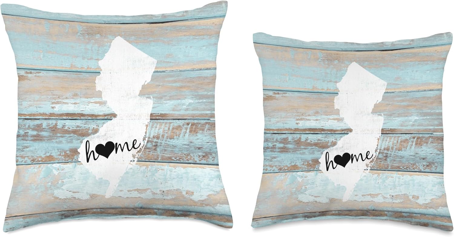 New Jersey Rustic Home Pride US State Distressed Look Throw Pillow