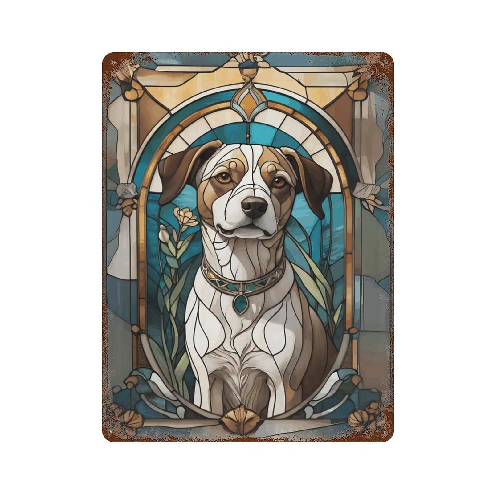 Dog Cute Animal Rustic Tin Plaque 15.7"x11.8", Rustic Home Decor for Office, Studio And Wall Decor