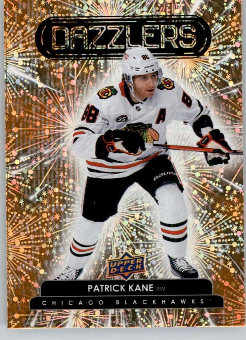 2022-23 Upper Deck Dazzlers Orange #DZ-14 Patrick Kane Chicago Blackhawks Official NHL Hockey Card in Raw (NM or Better) Condition