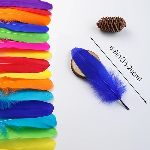 Miniatura 3 de Ballinger Coloridas plumas de ganso para manualidades, 120 plumas de colores de 6 a 8 pulgadas para manualidades, alas de ángel, atrapasueños y