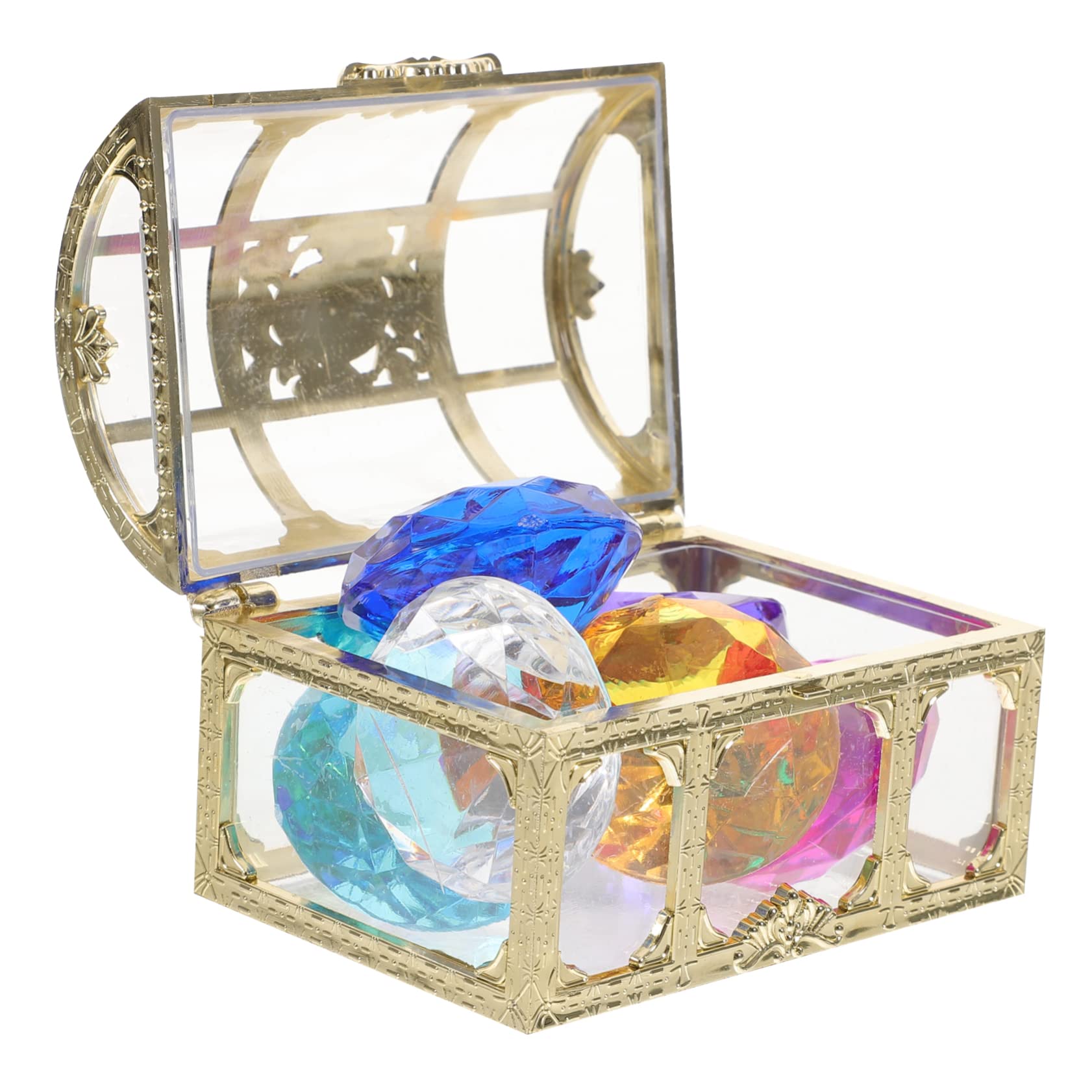 KESYOO 1Set Treasure Pirate Box with Gemstones Summer Swimming Pool Diving Gems for Gems Vintage Treasure Chest for Pool Party Games Birthday Favors
