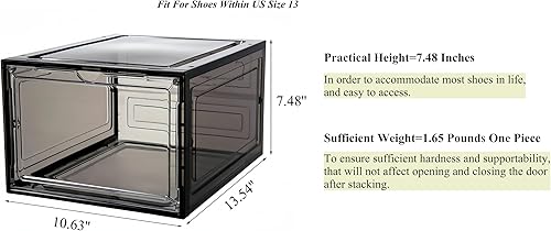 Miniatura 2 de JECCICHY Paquete de 6 organizadores de zapatos para armario contenedor de almacenamiento de zapatos con tapas caja de zapatos transparente apilable