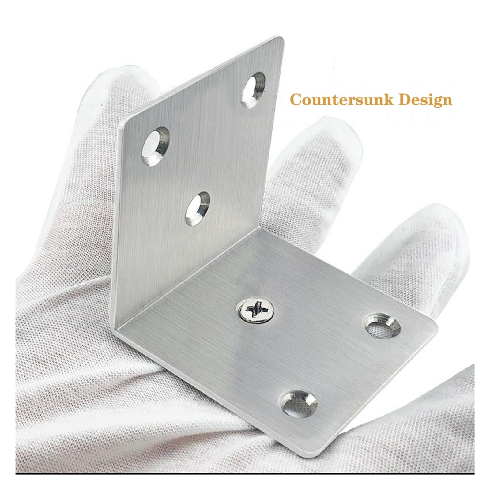 Soporte de ángulo de acero inoxidable resistente en forma de L de 90 grados para soporte de madera | Soporte de esquina de metal duradero para muebles y proyectos de bricolaje
