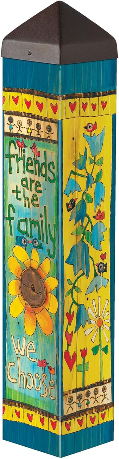 Studio M Art Pole, PVC Weather Resistant Pole with Vinyl Bowl 20 inches Tall Outdoor Decoration for Gardens, Patios, Yards, Landscaping and Birding Accessories, Friends Forever